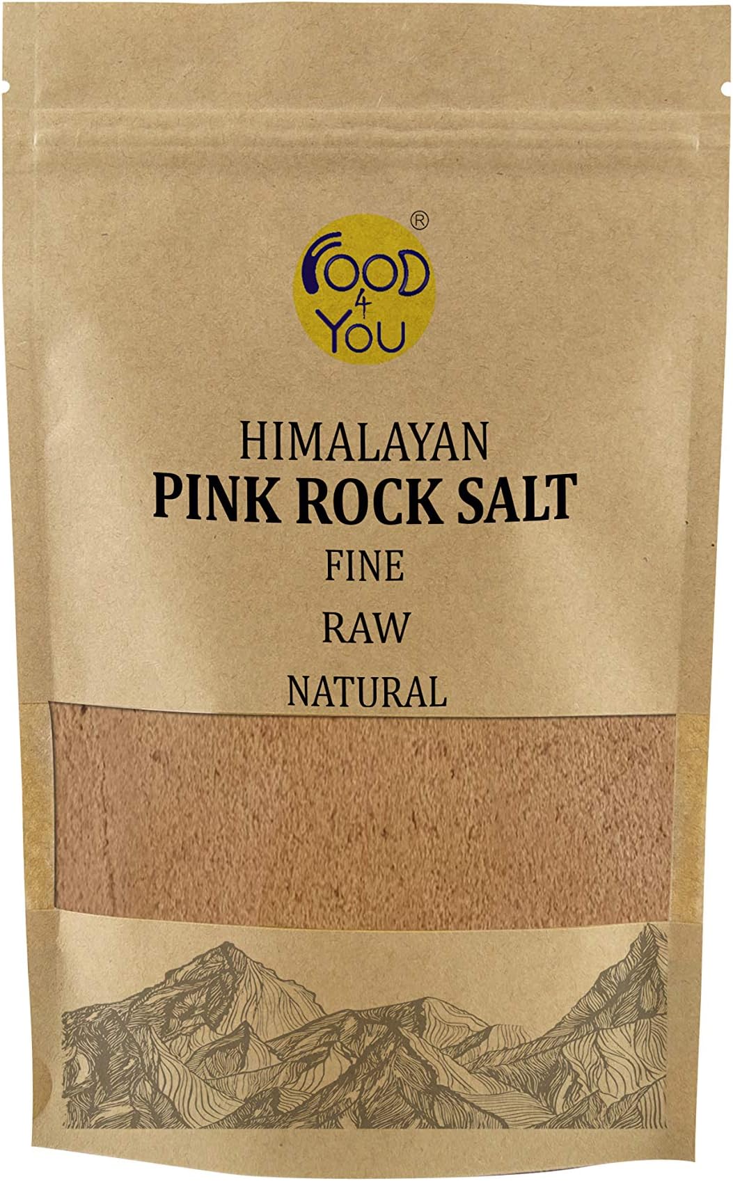 Food 4 You Himalayan Pink Rock Salt Fine Pouch, 500 g