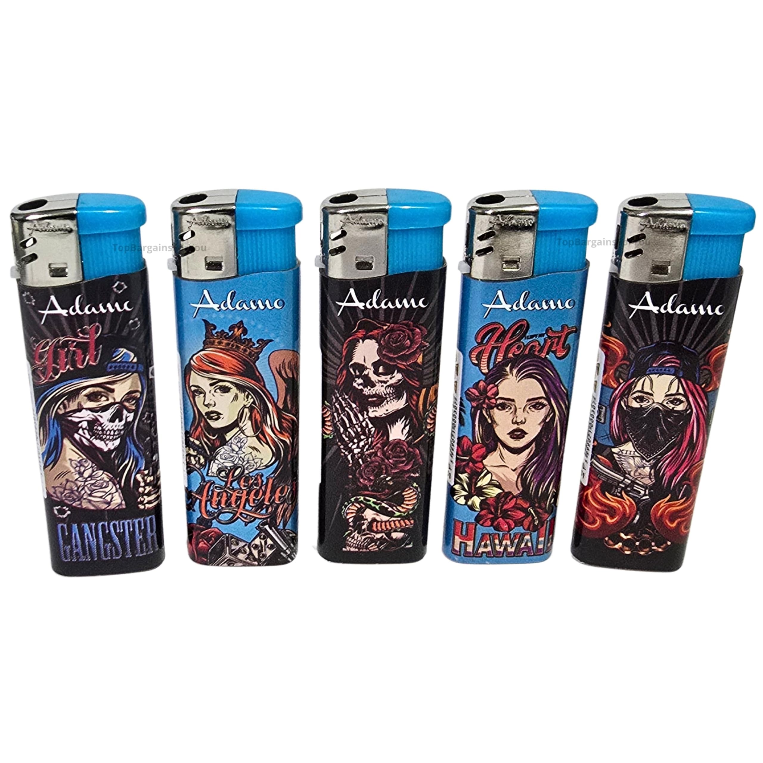 5 Electronic Refillable Lighter Set Assorted Designs Compact & Durable Gas Lighters for Camping Hiking BBQ & Everyday Use Adjustable Flame - Image 3