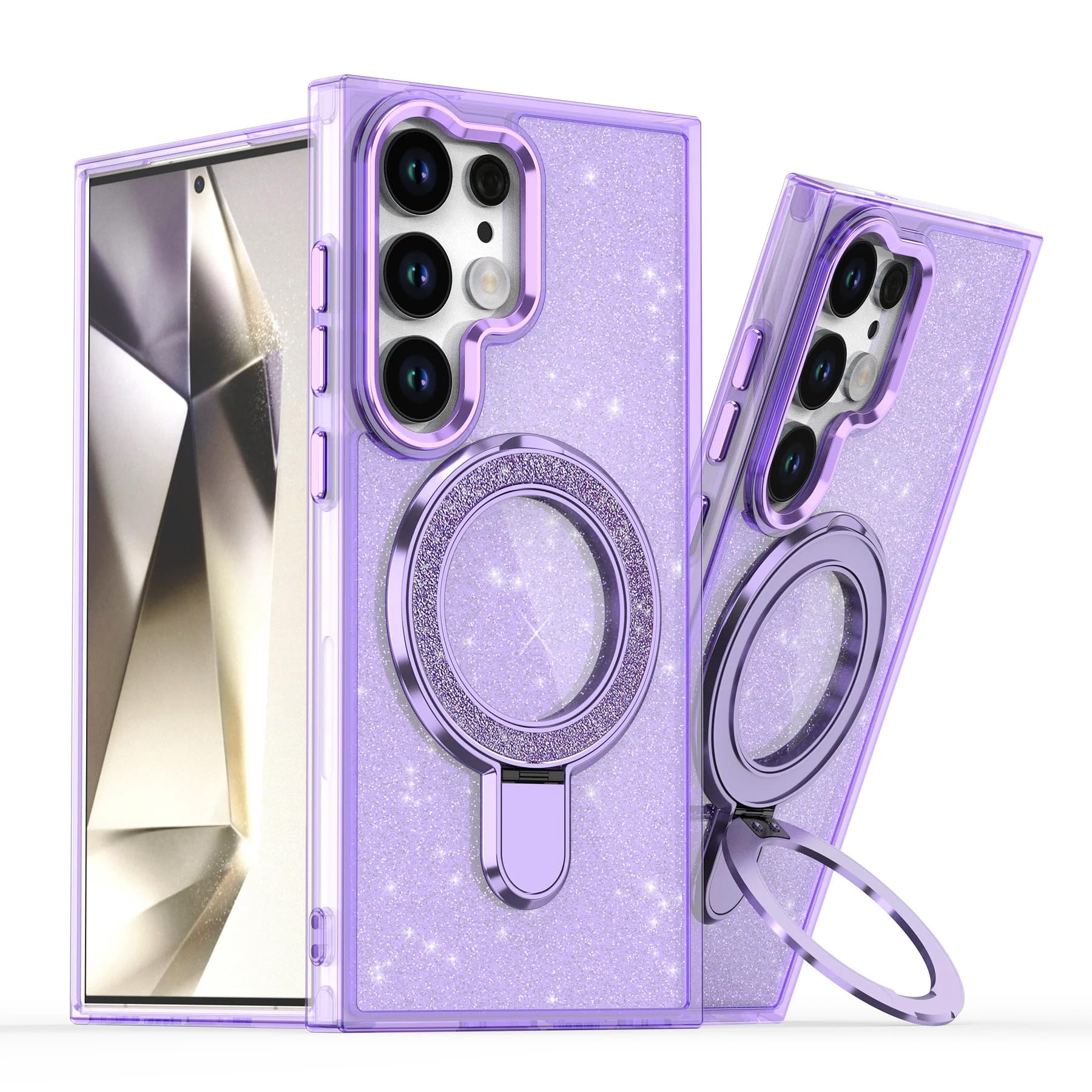 Coque Samsung S24 FE aimantée transparente rigide violette avec protection métal - 8