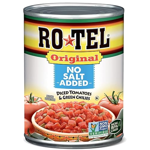 Miniatura 1 de RO-TEL Tomates en cubitos originales sin sal añadida y chiles verdes, 10 onzas