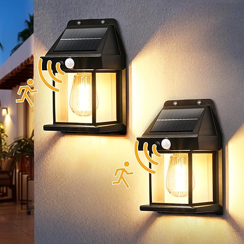 Miniatura 7 de GIGALUMI Luces solares de pared para exteriores, luces con sensor de movimiento del atardecer al amanecer, impermeables, paquete de 4 luces solares