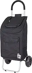 dbest products Carrinho de compras dobrável preto Trolley Dolly para mantimentos com rodas e bolsa removível e caminhão de mão pessoal com rodinhas padrão