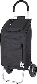 dbest products Carrinho de compras dobrável preto Trolley Dolly para mantimentos com rodas e bolsa removível e caminhão de mão pessoal com rodinhas padrão