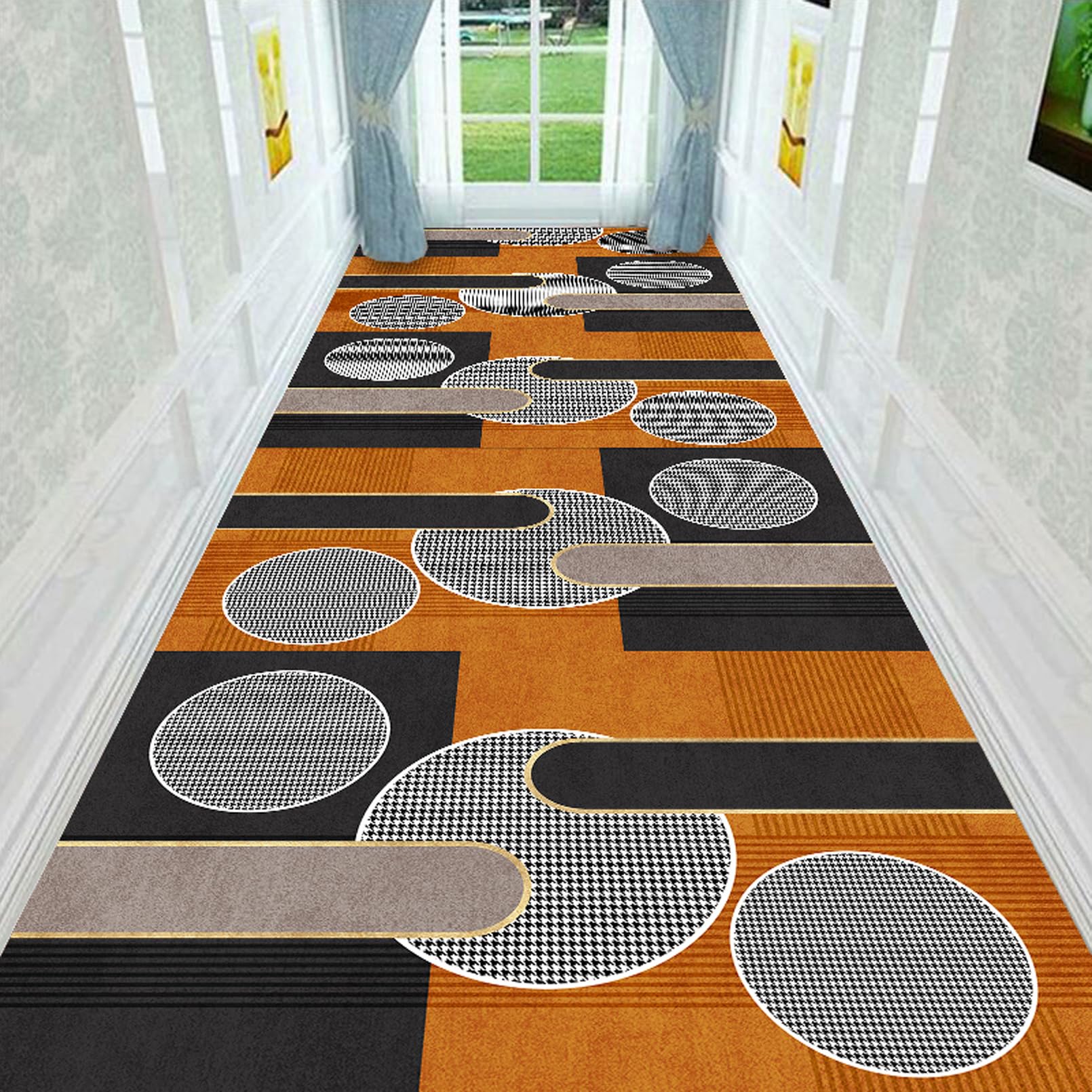 Tappeto passatoia Antiscivolo Spesso e Contemporaneo per corridoio, Cucina, Scale, 1,2 m x 5 m, per passaggi Stretti, con Elevata Resistenza al Traffico.