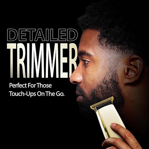 Miniatura 9 de Cutting Edge Recortadora de batería para hombres, hipoalergénica, compacta, con 3 peines guía (0.118 in, 0.236 in, 0.394 in), cuchillas