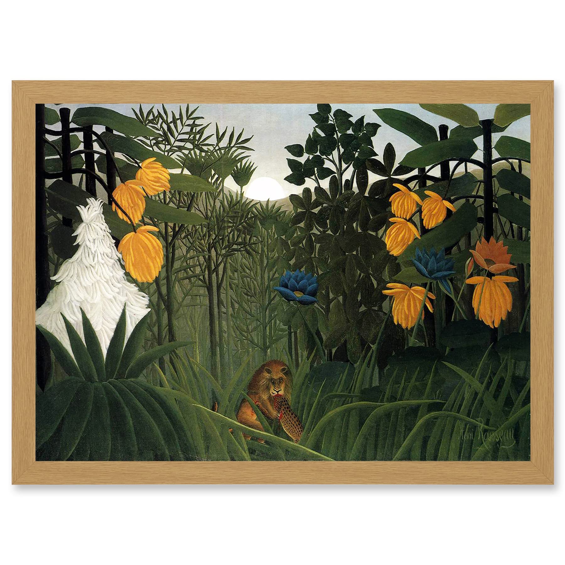 Artery8 Painting Henri Rousseau The Repast Of The Lion Artwork Framed Wall Art Print A4