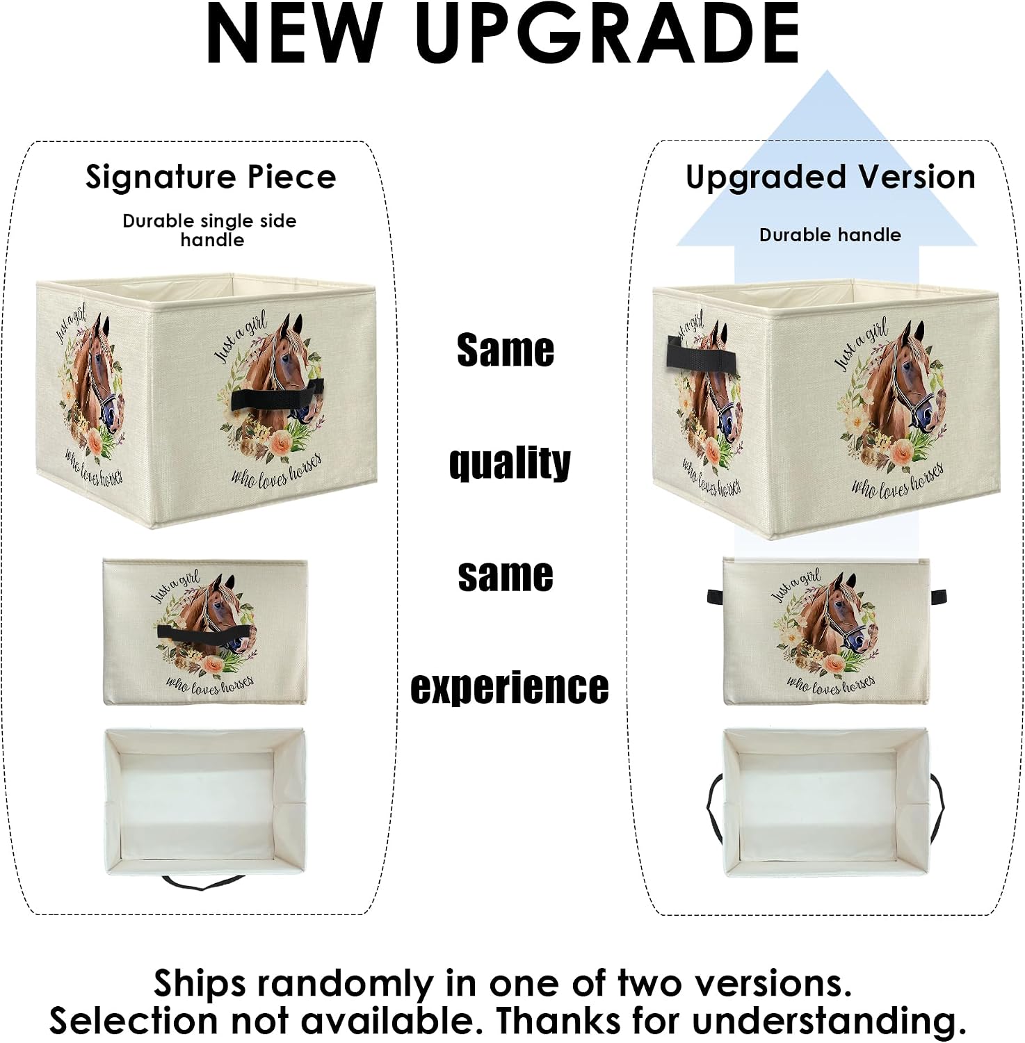 Knibeo Just a Girl Who Loves Horses Fabric Storage Bins for Shelves Closet, Horse Gifts for Women, Horse Lover Gifts Collapsible Cube Baskets Organizer for Clothes Books Toys image 3