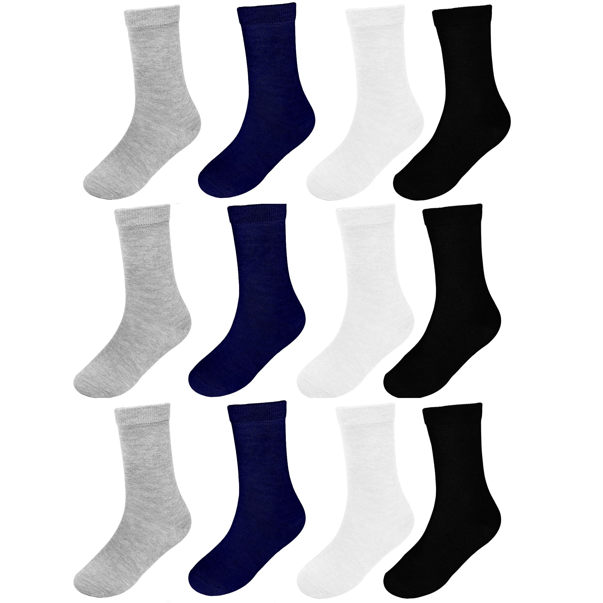 Falari 12-Pack Boy Toddler Kids Cotton Crew Socks