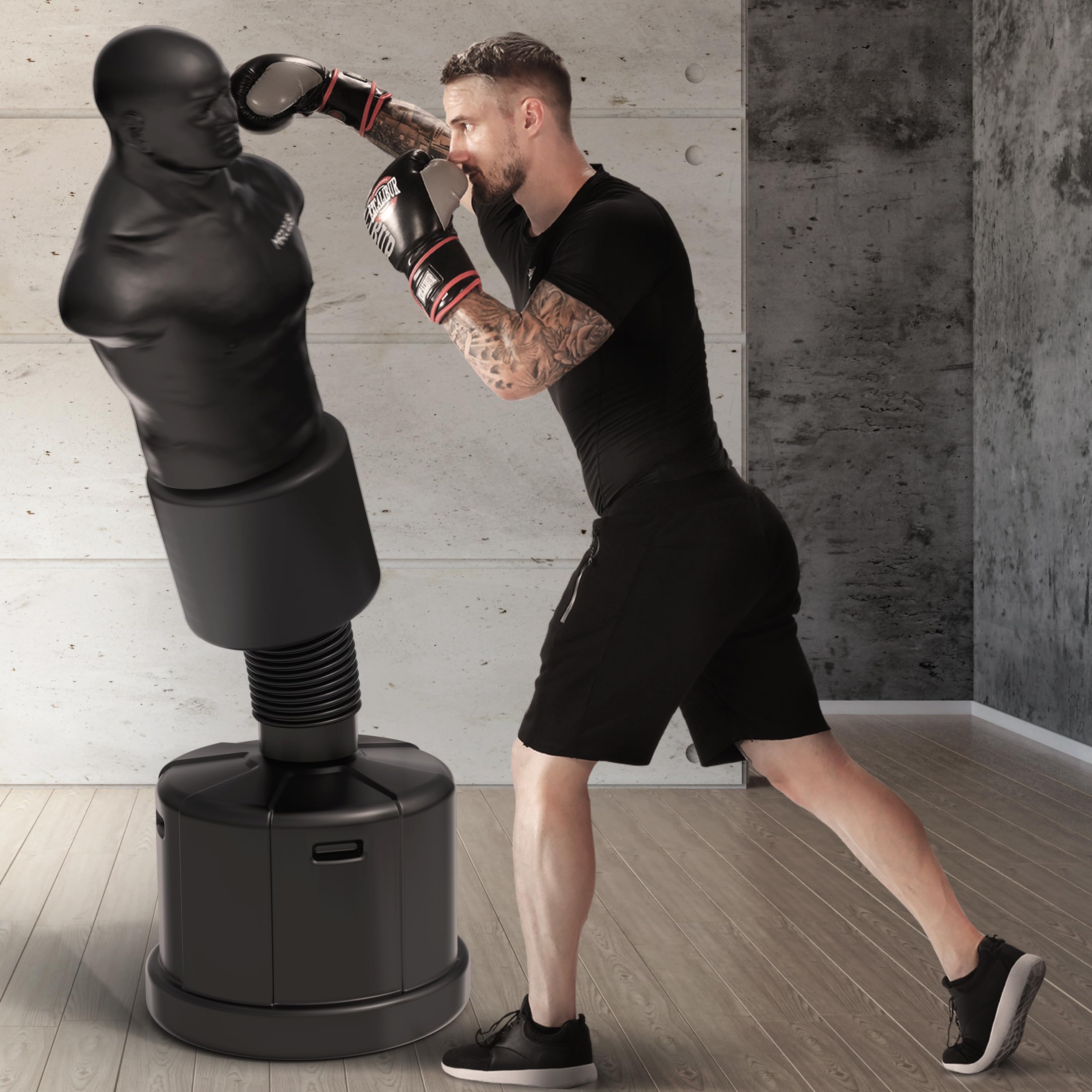 MAXXUS Sacco da Boxe Da Terra PRO FIGHTER - Professionale, Adulti, Acqua/Sabbia, Altezza Regolabile, Sistema FLEX - Pungiball Box, Sacco Box con Base, Supporto, Punching, Boxing Bag, Sacchi Pugilato