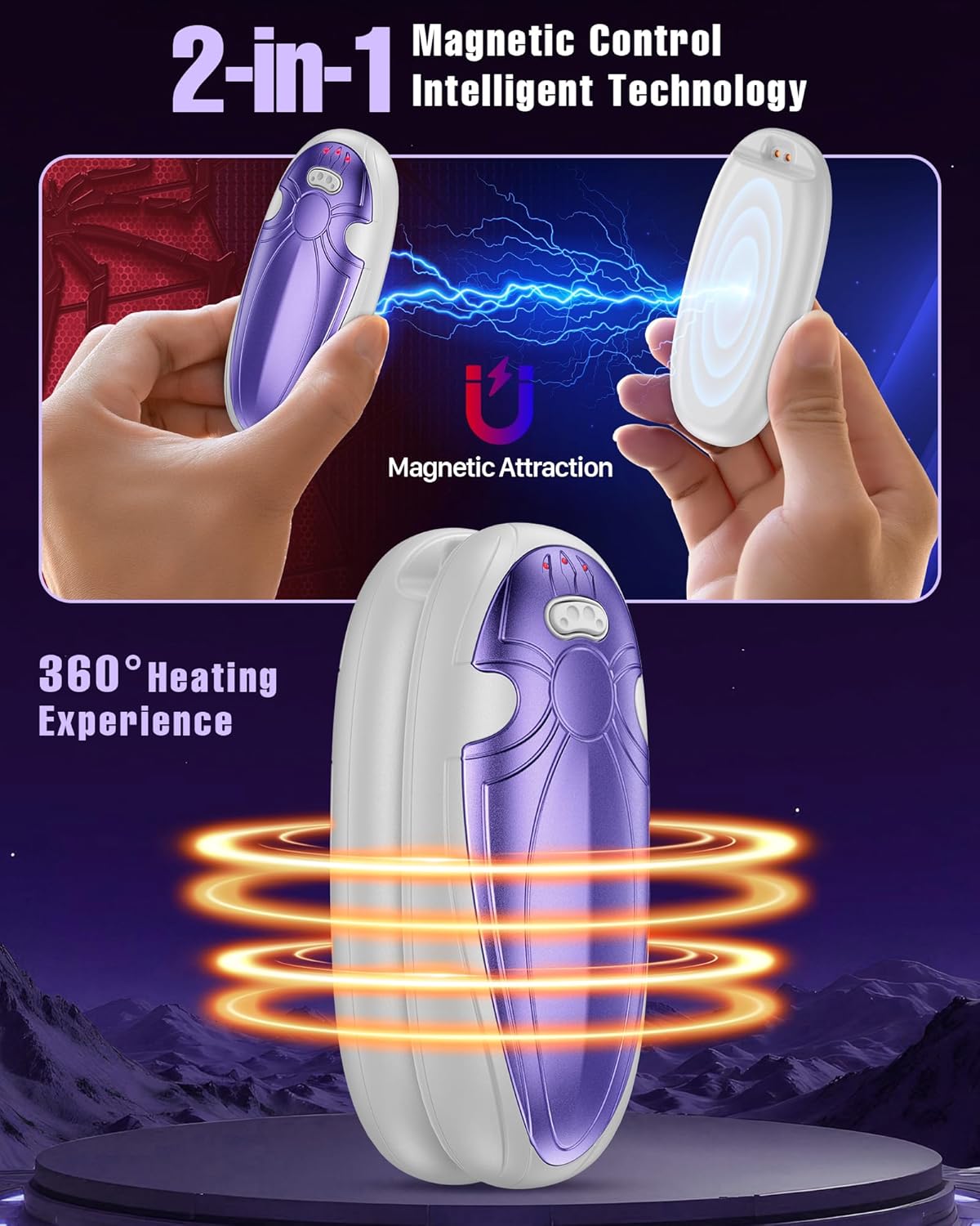Hand Warmers Rechargerable 4 Pack - 14000mAh Electric AI Handwarmers with Charging Case, Magnetic 2 in 1 Pocket Heater, Stocking Stuffers, Gifts for Women/Christmas/Golf/Camping Accessories