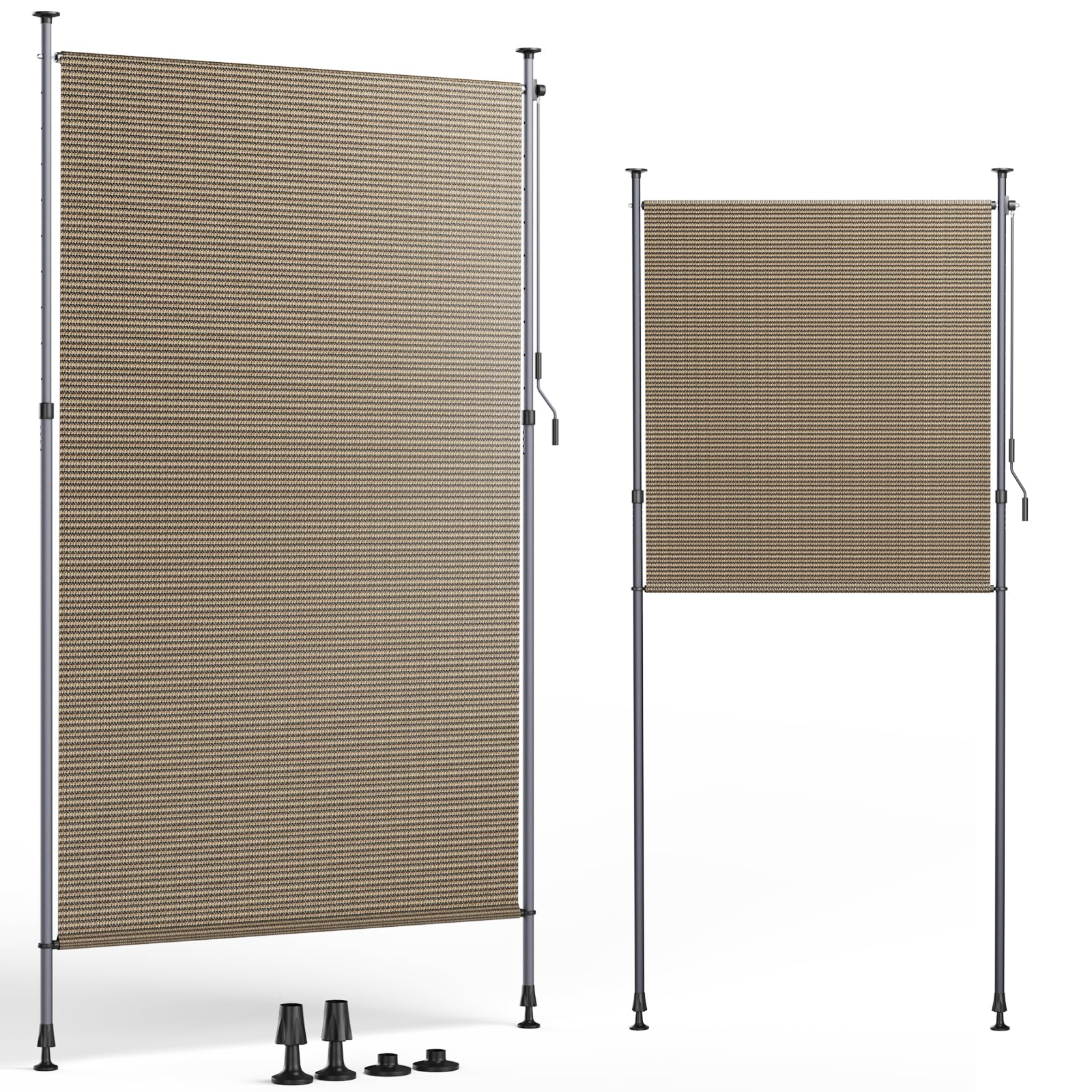 LIFERUN Store Vertical HDPE 150x310 cm Marron, Manivelle sans Perçage, Extensible Occultant, Brise-Vue, Protection Solaire, Résistant aux Intempéries pour Balcon, Terrasse, Jardin