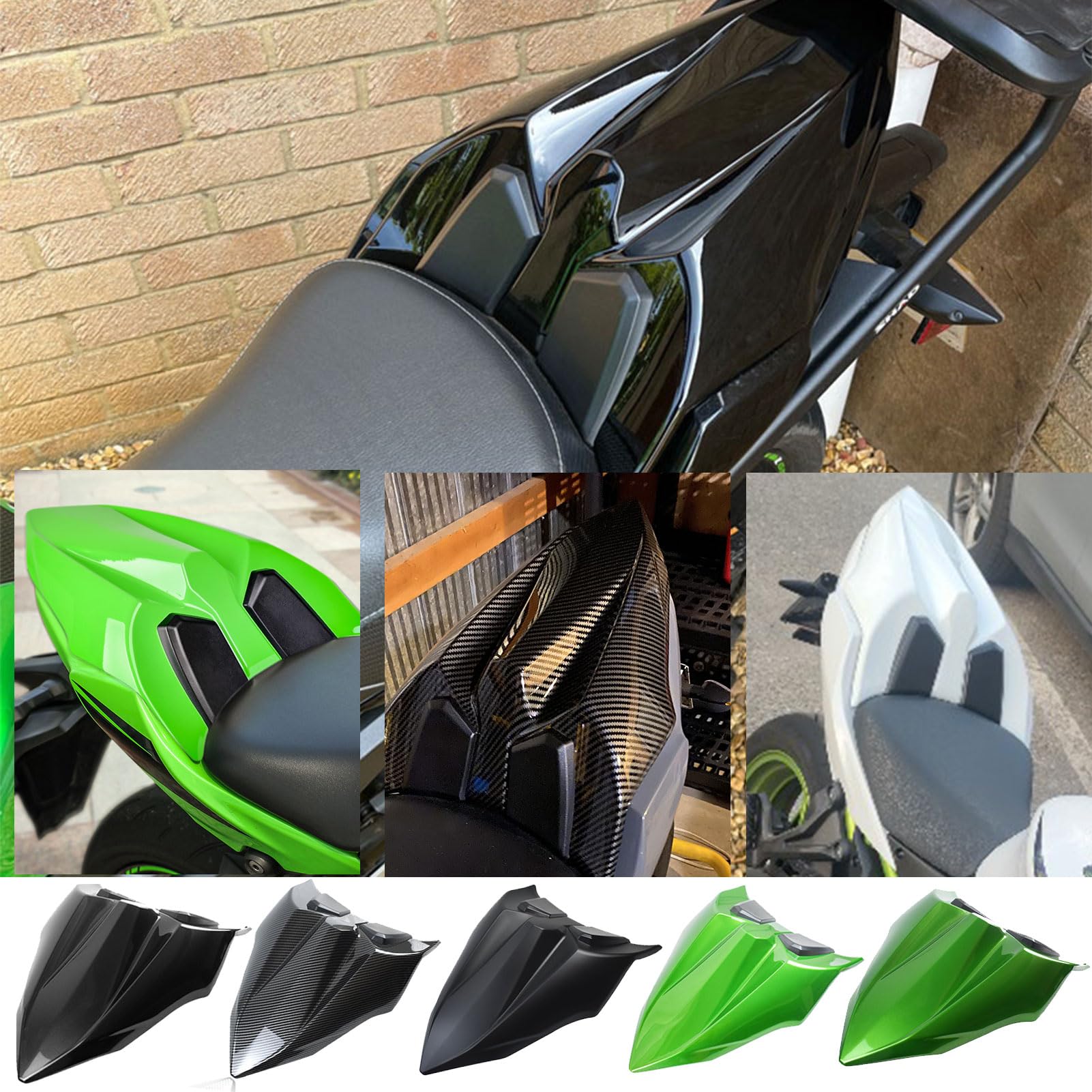 Motorrad-Heck-Heck-Beifahrer-Soziussitz-Verkleidungsverkleidung, passend für Ka&wa&sa&ki Z650 Ninja650 Ninja 650 Zubehör 2017 2018 2019 2020 2021 2022 2023 (Schwarz glänzend)