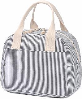 LOVELYWIND Lunch Box for Women, Insulated Lunch Bag, Black Stripe Tote 9L | Classic Black Stripe Design, Minimalist Lunch Tote Style for Women, Perfect for Office Work, Daily Meals & Everyday Carry Use
