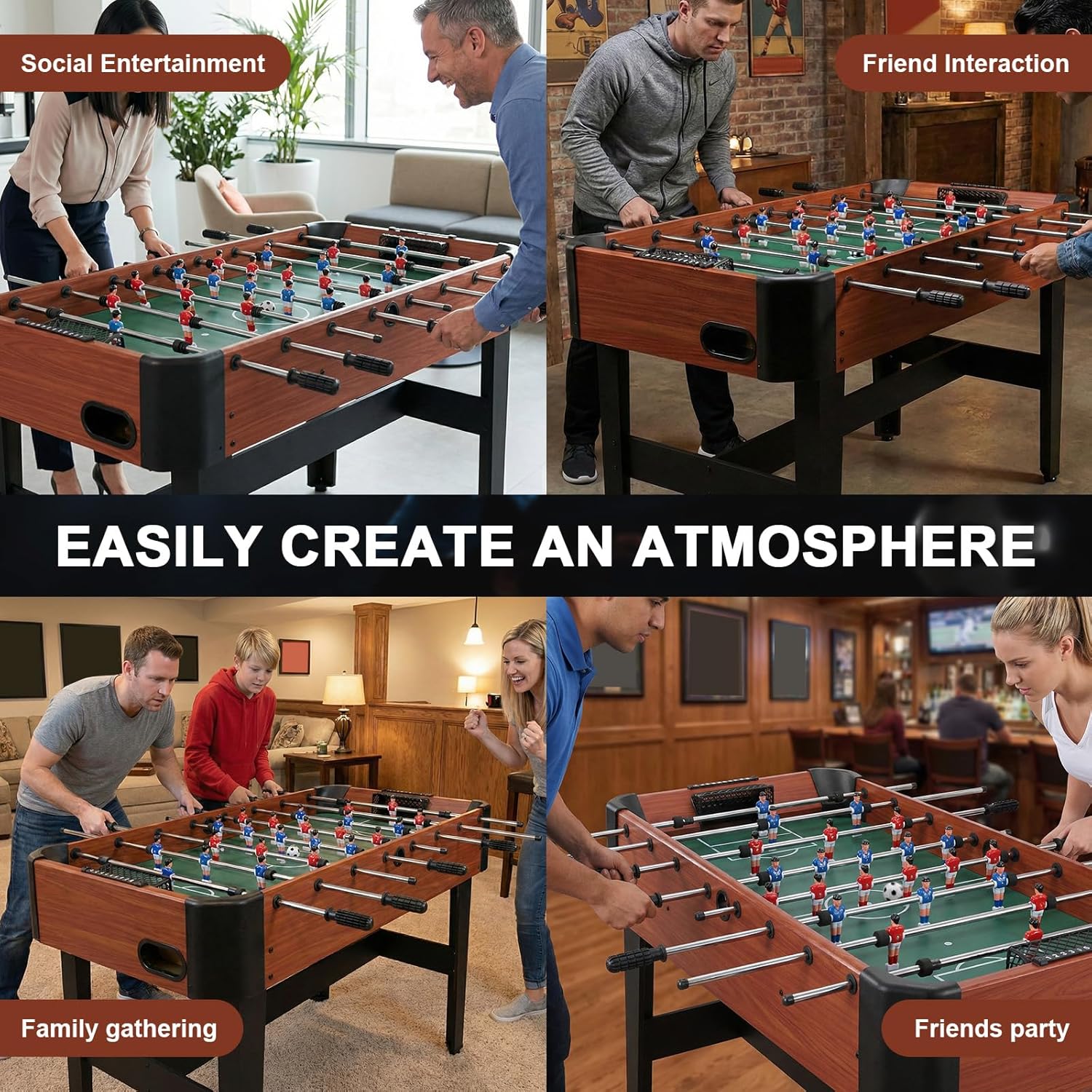 47 Inch Mini Foosball Table, Futbolito De Mesa para Niños, Soccer Table Game with Score Keeper Counterbalanced & Uniformed Men