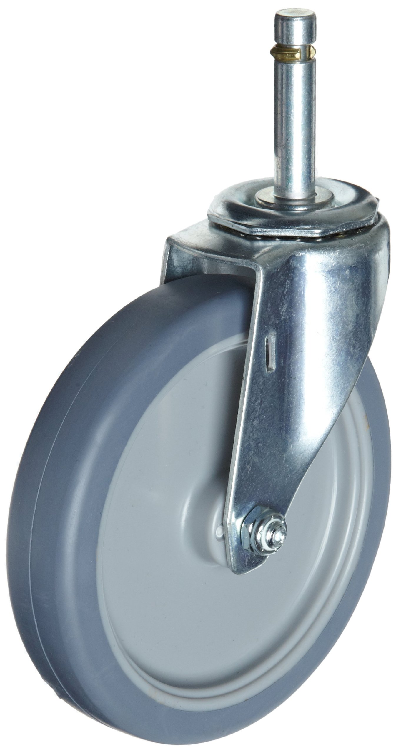 E.R. Wagner Stem Caster, Swivel, TPR Rubber on Polyolefin Wheel, Plain Bearing, 135 lbs Capacity, 4" Wheel Dia, 1" Wheel Width, 4-11/16" Mount Height, 1/2"-13 Stem Dia, 1" Stem Height