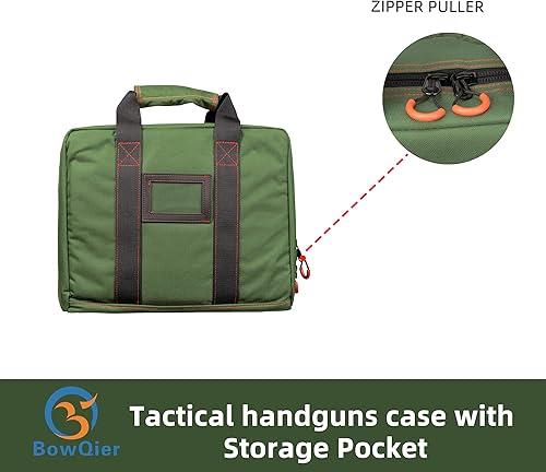 Miniatura 6 de Bolsa de rango de pistola, 2 capas a prueba de explosiones con cremallera para armas de fuego, bolsa de pistola para caza al aire libre, ranura de