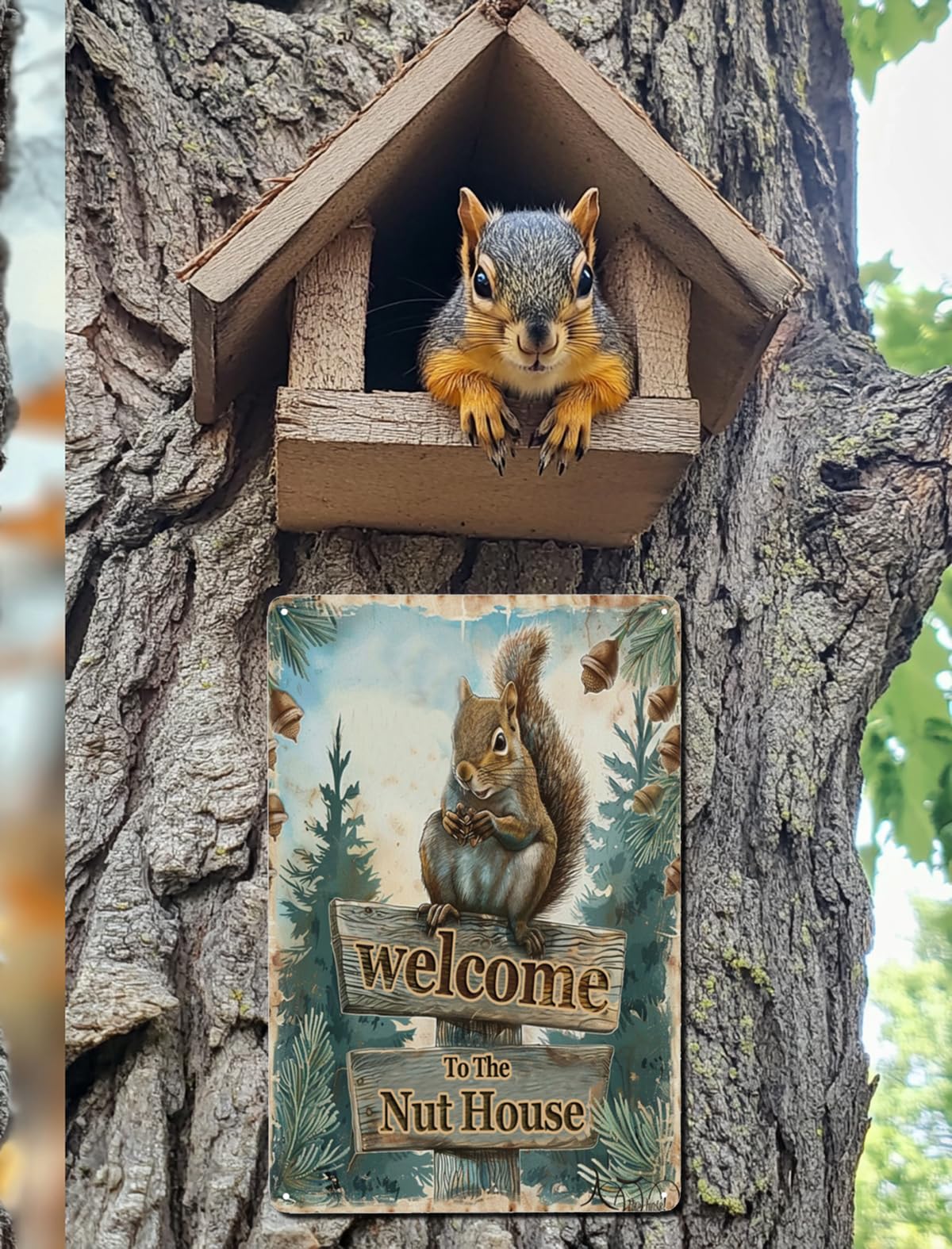 CHAONENG Gartenflagge „Welcome To The Nut House“ – 30,5x45,7 Cm, Doppelseitig, Eichhörnchen-Motiv