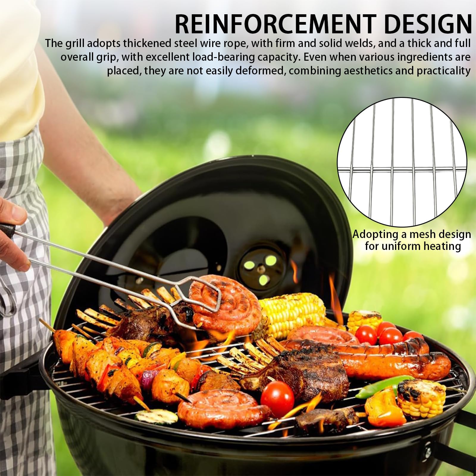 Grille Barbecue Ronde Inox 30cm - Pour Charbon, Camping, Pique-nique, Solide Et Facile à Nettoyer