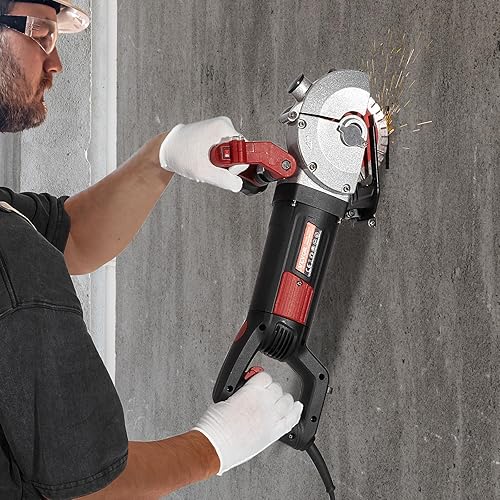 Miniatura 7 de VEVOR Wall Chaser, máquina ranuradora de 5800 W con guía láser de 6800 rpm, profundidad máxima de ranura y ancho de 2 x 1.5 pulgadas, máquina de