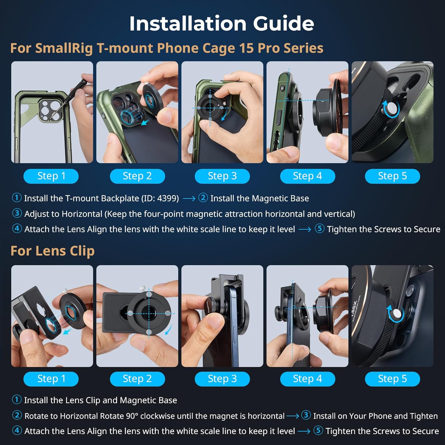 Bundle: SmallRig Multifunctional Universal Cell Phone Mount Adapter 3559+SmallRig 1.55XT Anamorphic Lens for Phone 3578B