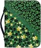 Green Leaf Leopard Print Bible Cover Case with Handle Portable Waterproof Large Church Bag PU Leather Christian Bible Carrying Case for Men Women St. Pariks Day Gift