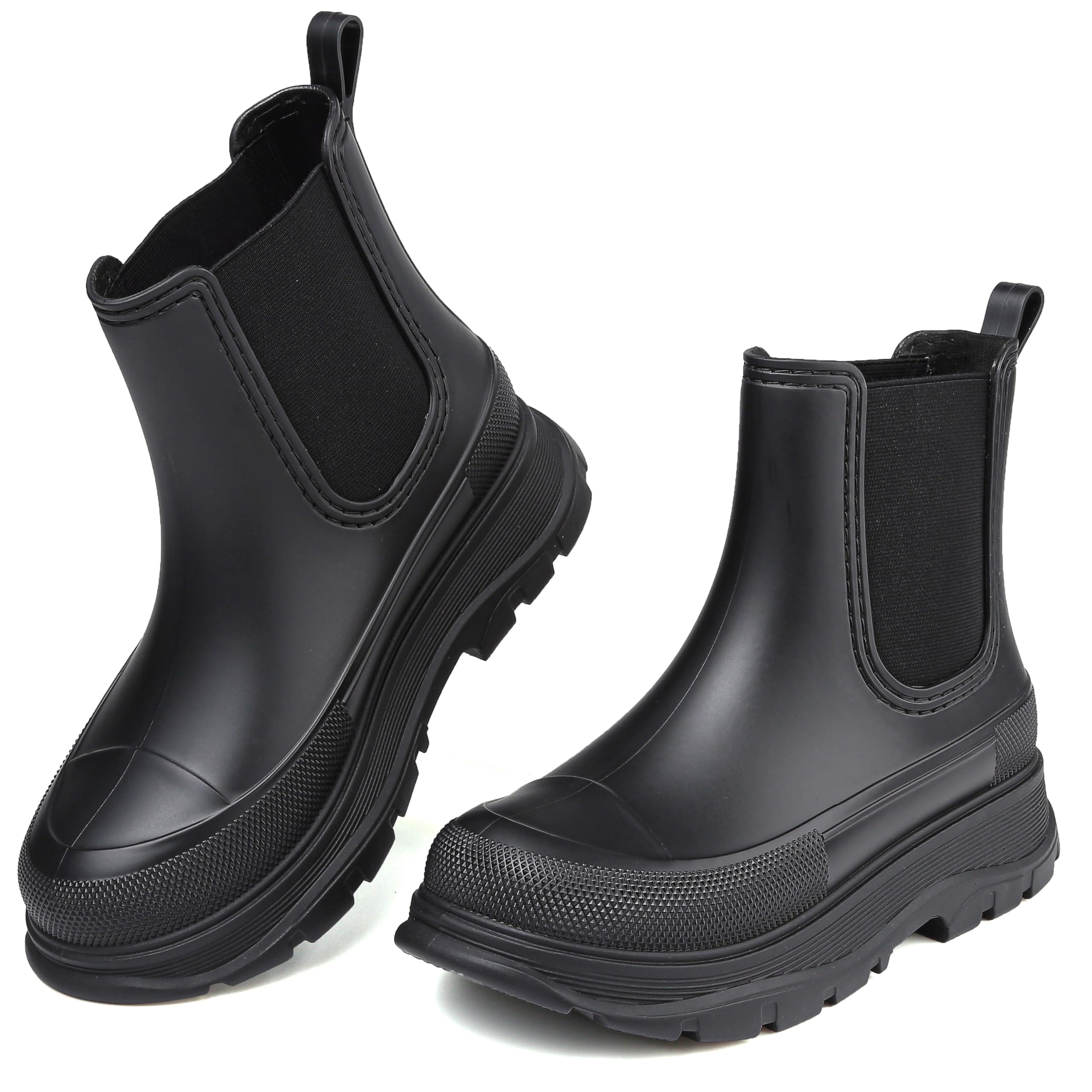 EYUSHIJIA Women's Short Rain Boots Waterproof Slip On Ankle Chelsea Booties