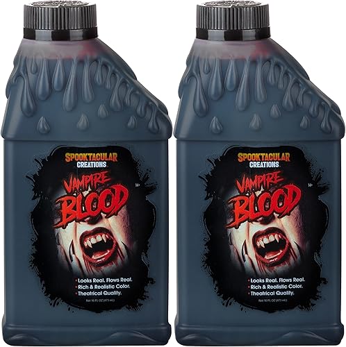 Miniatura 8 de Spooktacular Creations 2 paquetes de sangre de Halloween, 16 onzas cada uno de sangre falsa líquida, 2 botellas de sangre de vampiro en etapa