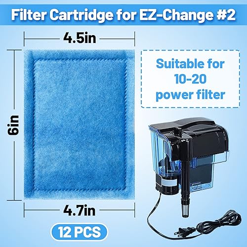 Miniatura 3 de MEWTOGO 12 cartuchos de repuesto para filtros de acuario compatibles con Aqua-Tech EZ-Change #2, filtros de tanque de peces para 10-20 filtros de