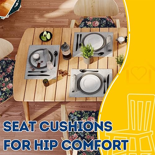 Miniatura 234 de AAAAAcessories Cojines en forma de D, espuma de 2 pulgadas de grosor, con lazos y funda extraíble lavable a máquina, 17 x 16 pulgadas, juego de 4