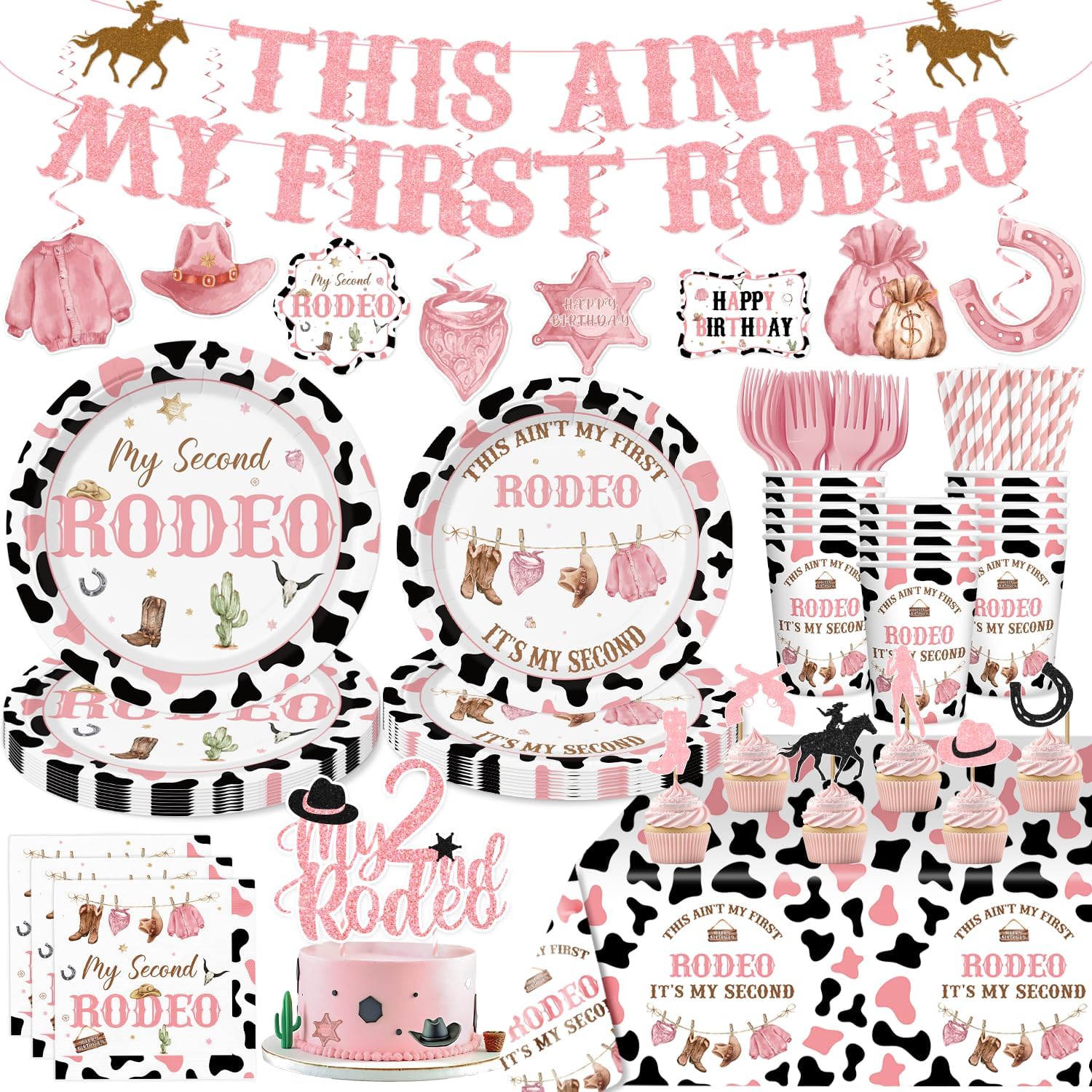 Sursurprise Western 2nd Birthday Decorations - This Ain't My First Rodeo Banner & Garland, Cowboy Theme - View #3