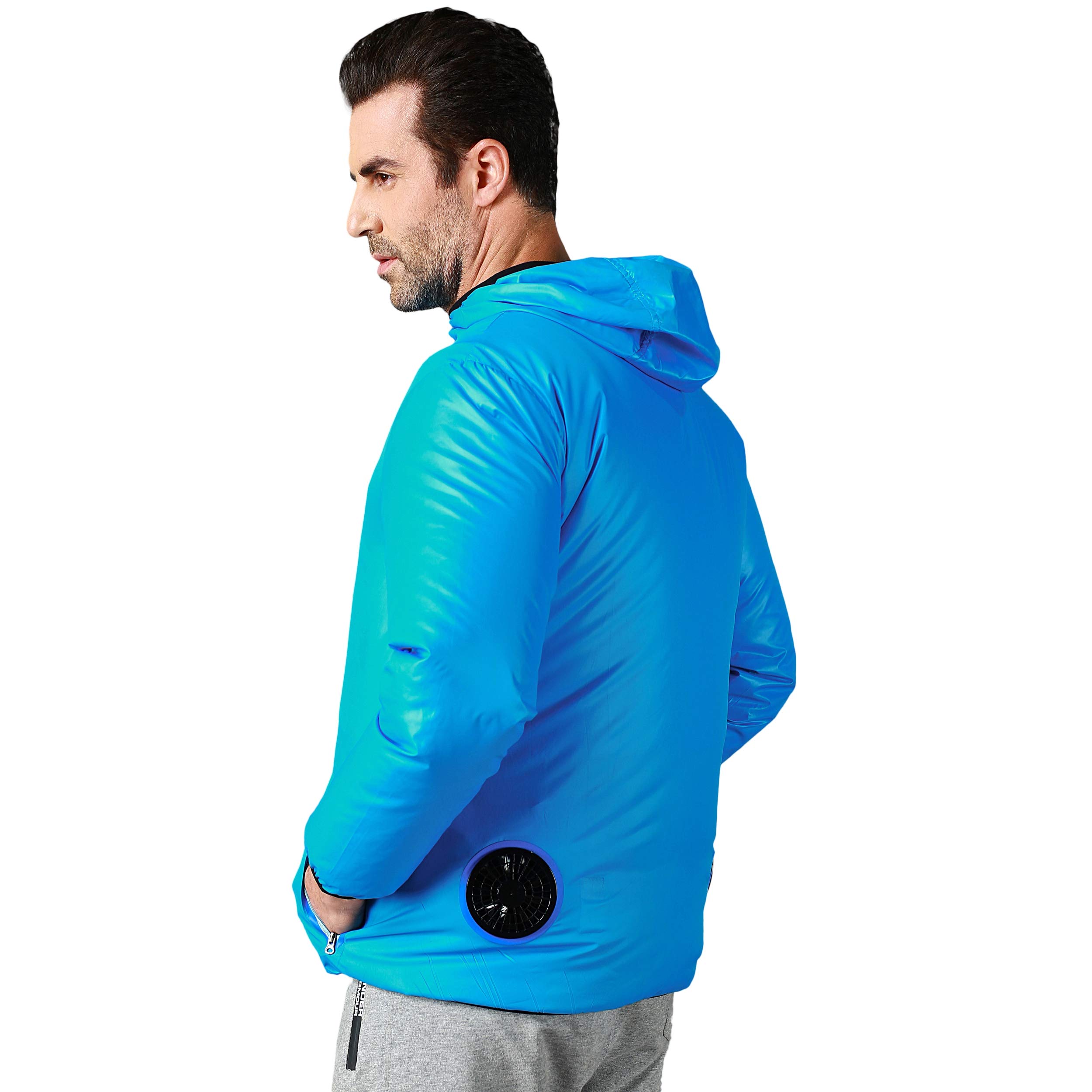 Ventilatore Portatile per condizionatore d'Aria, Giacca di Raffreddamento con 2 ventole USB Ricaricabile, 3 velocità, Anti-ultravioletto, Giacche per Personale Esterno