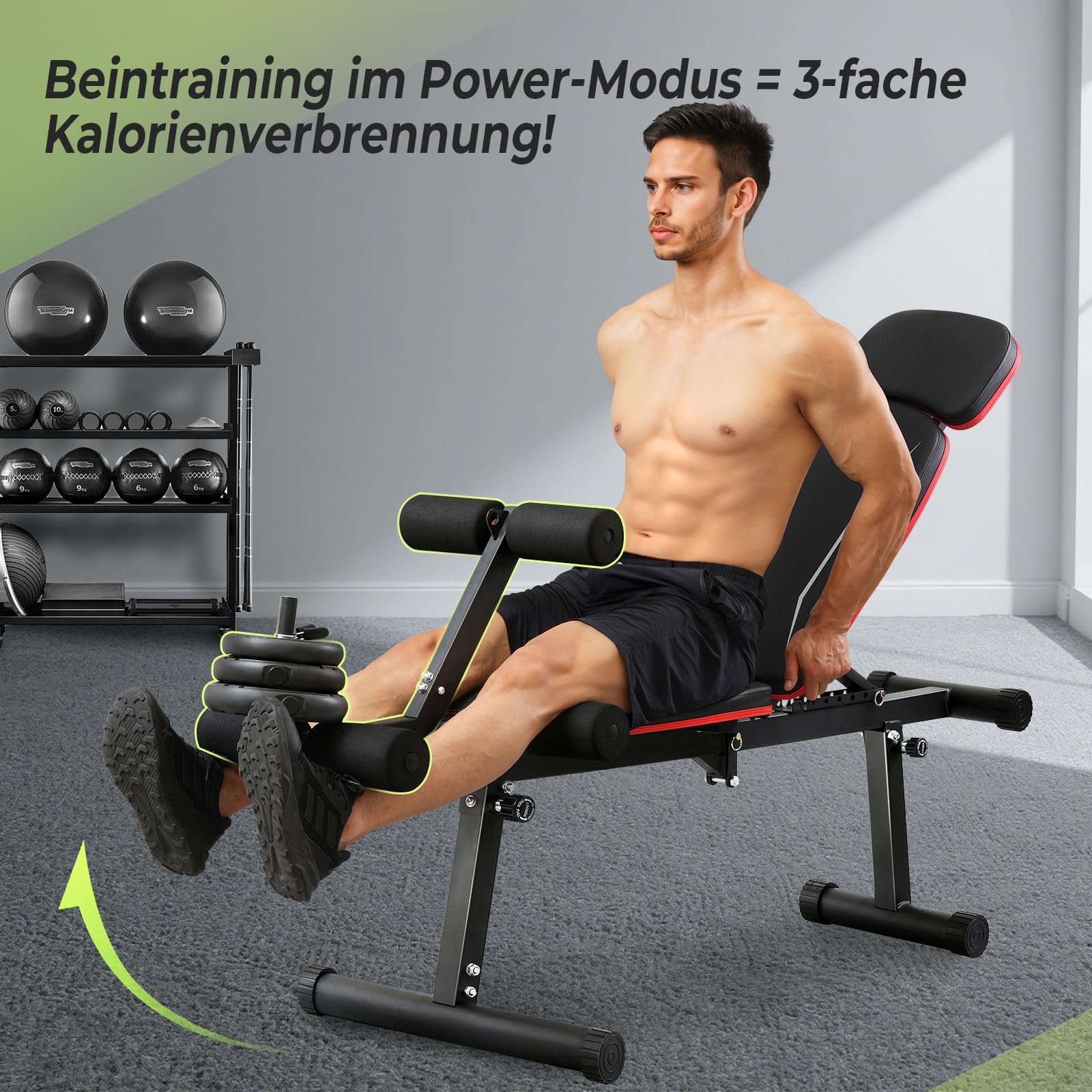 Verbesserte Verstellbare Hantelbank, 9 Rückenpositionen & Klappbar, 550 KG Belastbarkeit Schrägbank, Fitnessbank für Ganzkörper-Krafttraining & Große Männer | Faltbare Trainingsbank, flache Neigung, 9 Rückenpositionen, Preacher-Pad, Ganzkörper-Krafttraini
