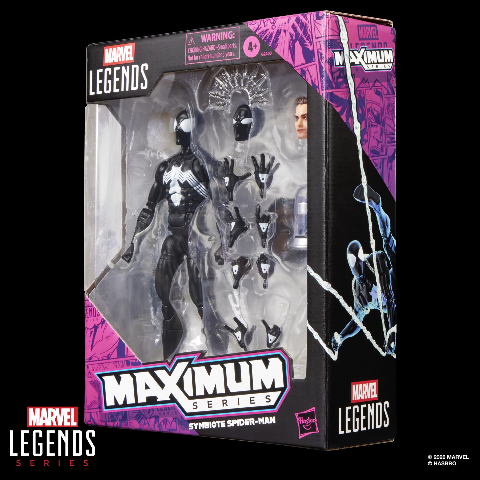 Serie Hasbro Marvel Legends Maximum, Spider-Man simbionte, action figure collezionabile deluxe da 15 cm, ispirata ai fumetti di Spider-Man, con punti di snodo fantastici e accessori spettacolari