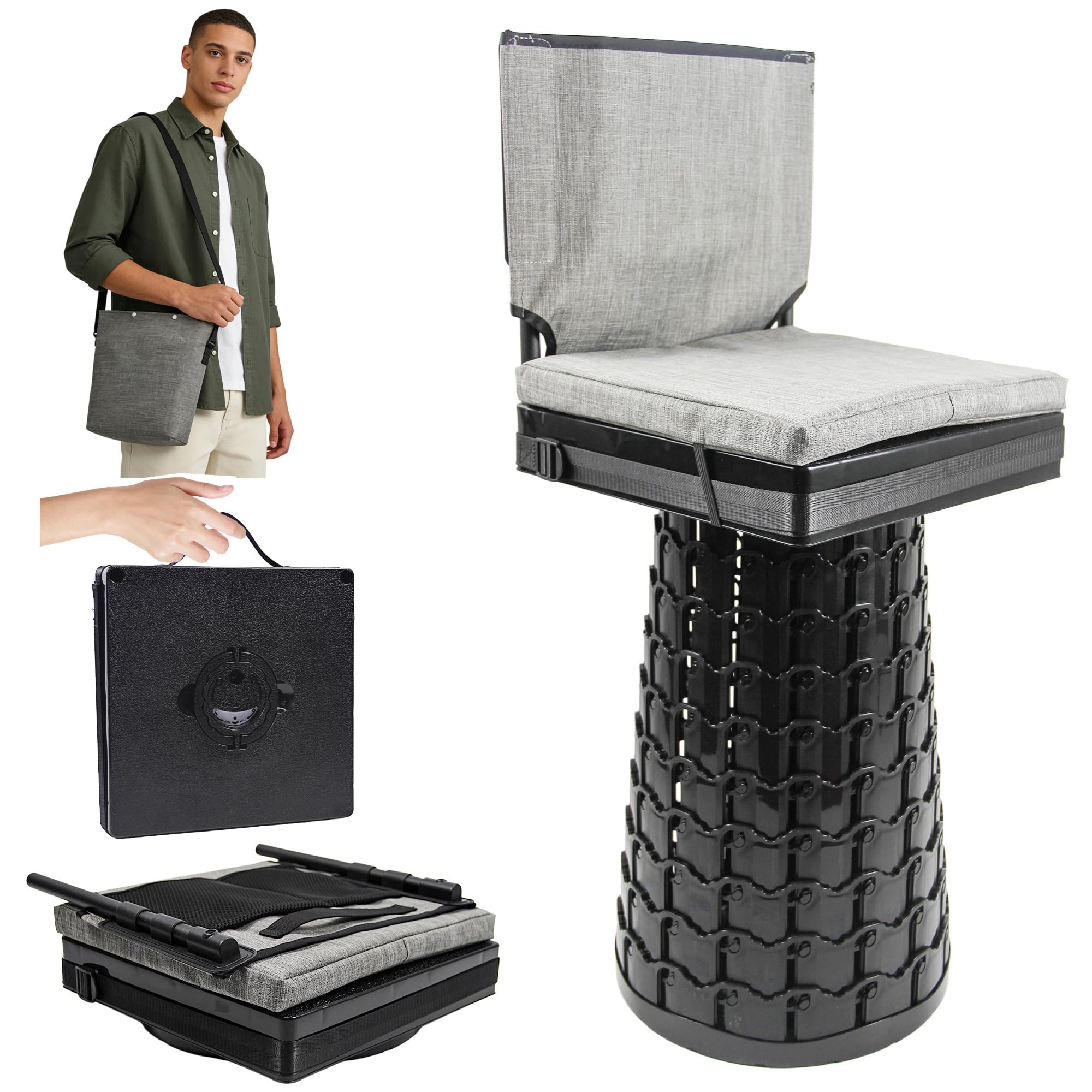 Amazon.com: ALEVMOOM 2026 Upgraded Collapsible Stool with Backrest