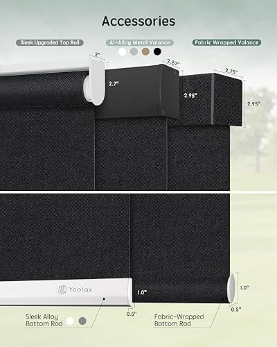 Miniatura 66 de Yoolax Persianas motorizadas con control remoto, persianas inteligentes opacas para ventanas, persianas enrollables motorizadas, persianas Tela