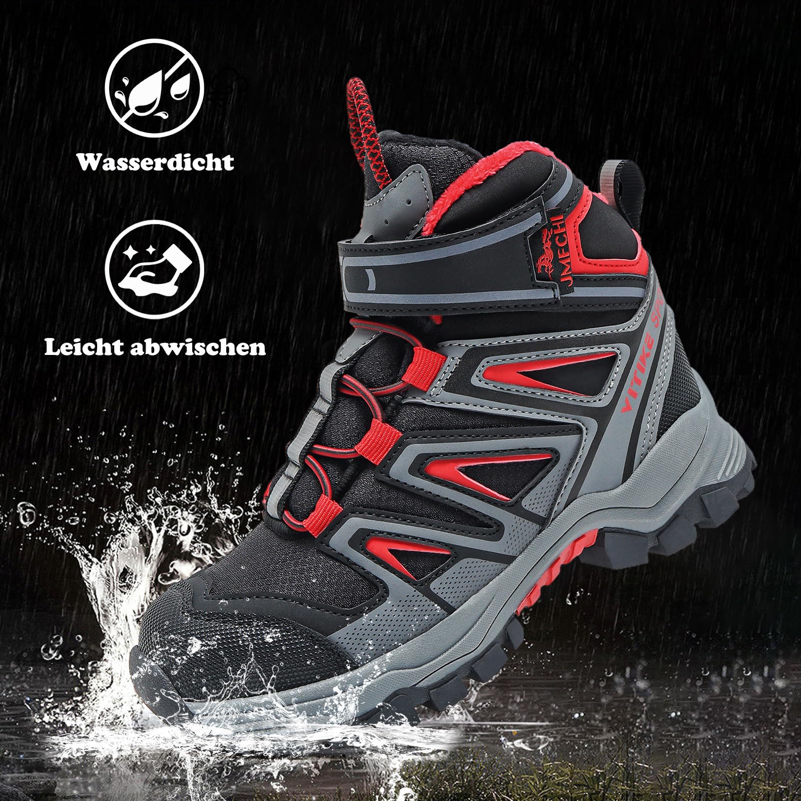 JMFCHI Winterschuhe Jungen Wanderschuhe Kinder Warm rutschfest Outdoor