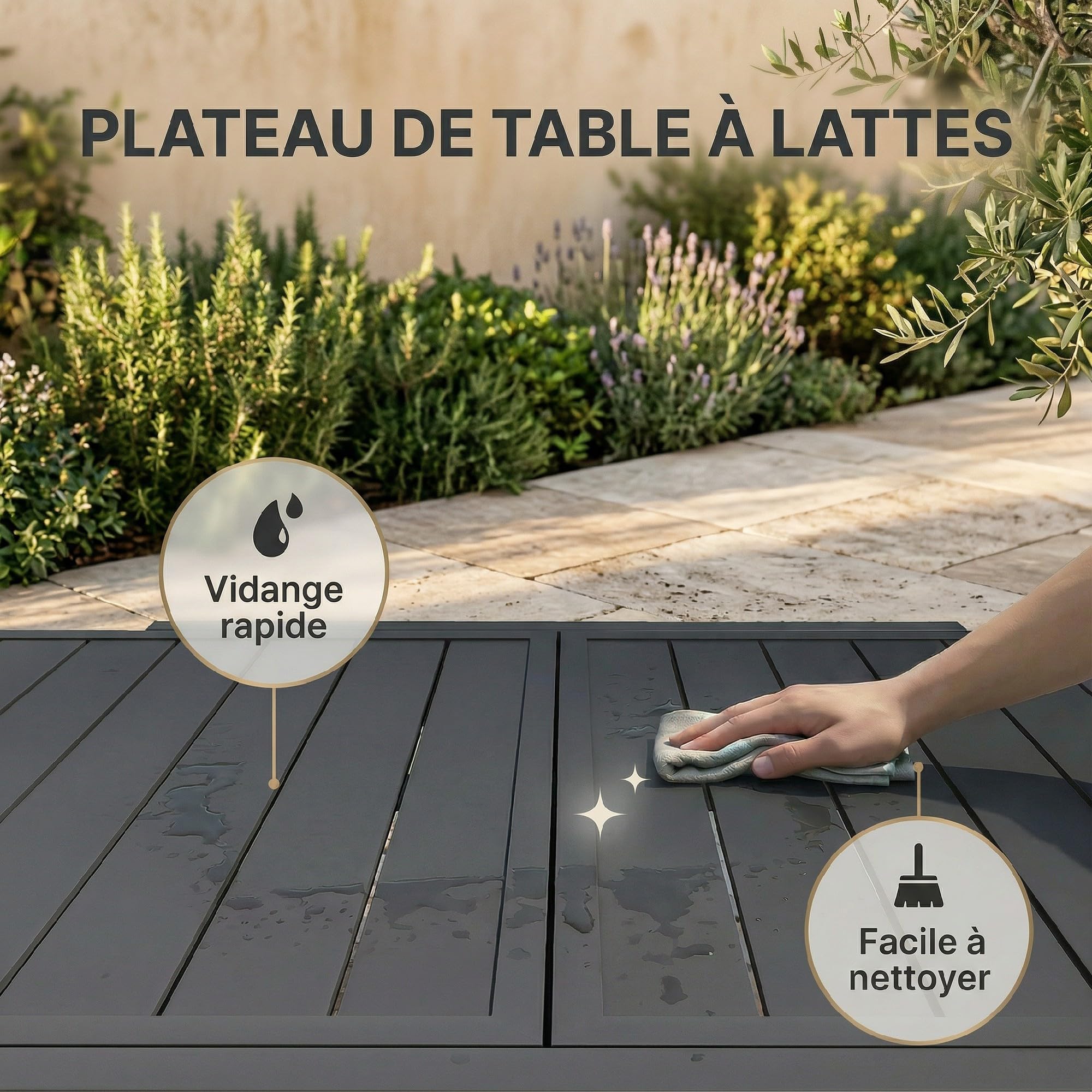 Outsunny Table de jardin extensible 160/80 x 80 x 75 cm aluminium acier noir 4-6 personnes