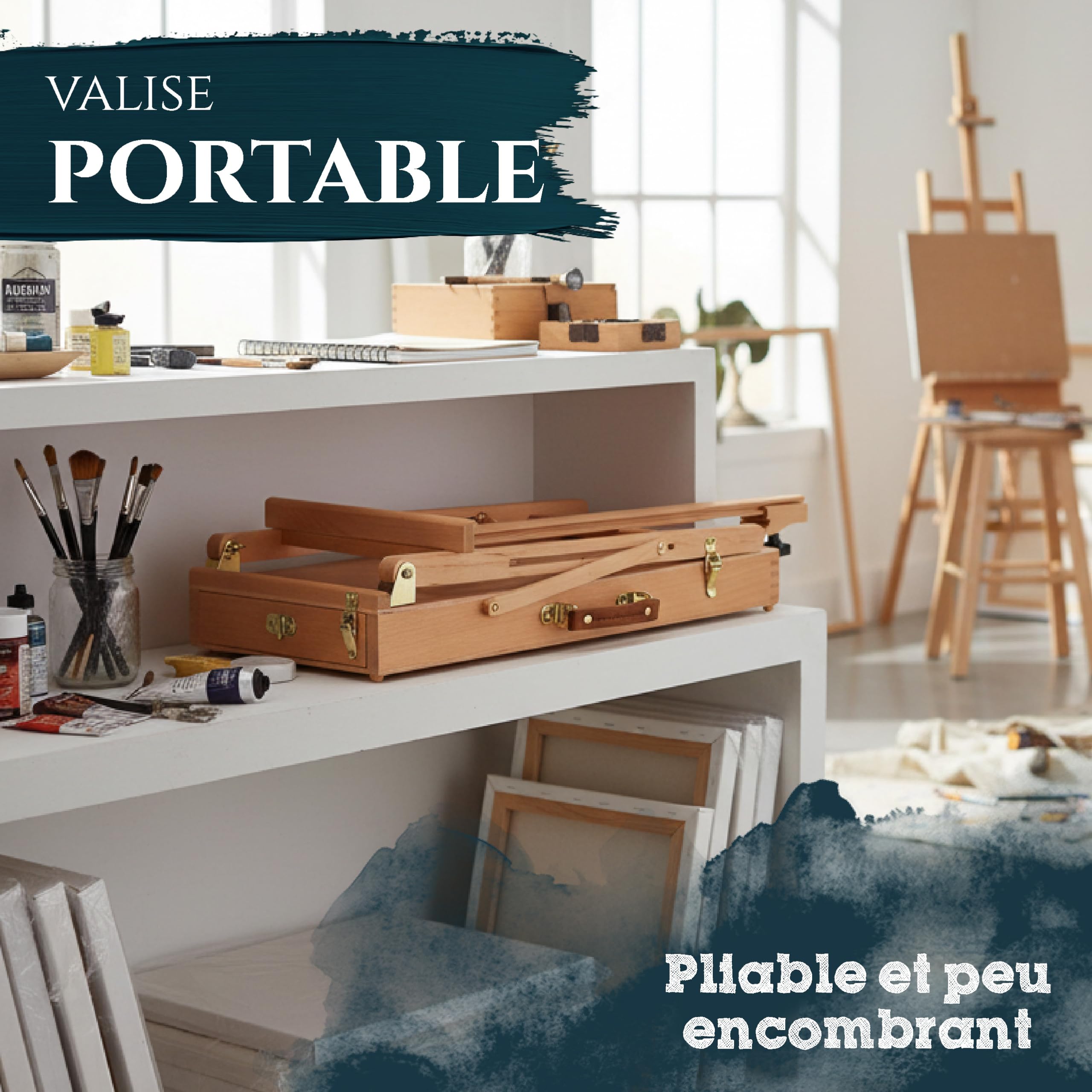 Artina coffret chevalet de table en bois de hêtre pour châssis entoilés