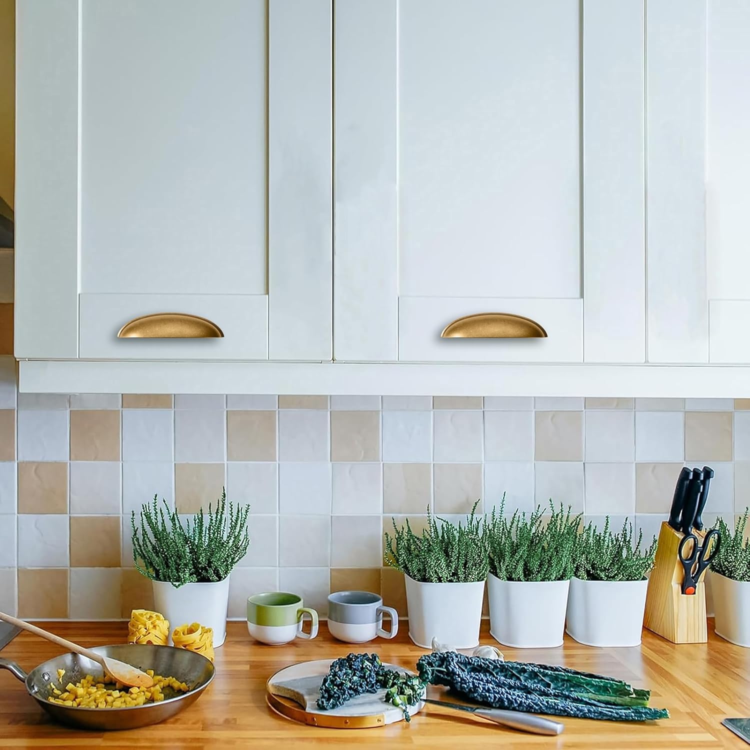 10 Pack 4" Drawer Pulls Antique Brass Cabinet Cup Pulls Kitchen Hardware Cabinet Handles Drawer Handles Knobs 4 inch (102mm) Center to Center