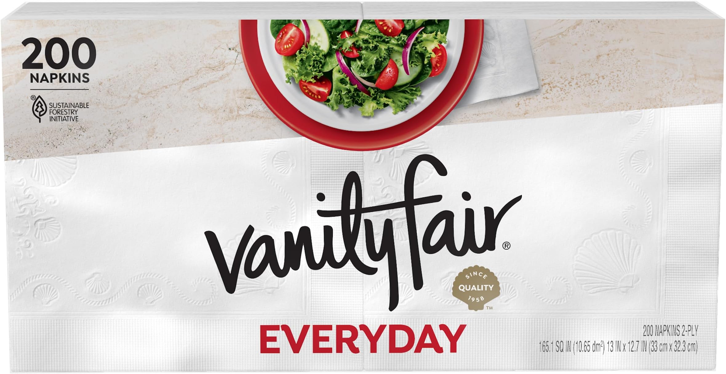 Vanity Fair Everyday Napkins, 200 Count (Packaging Design May Vary)