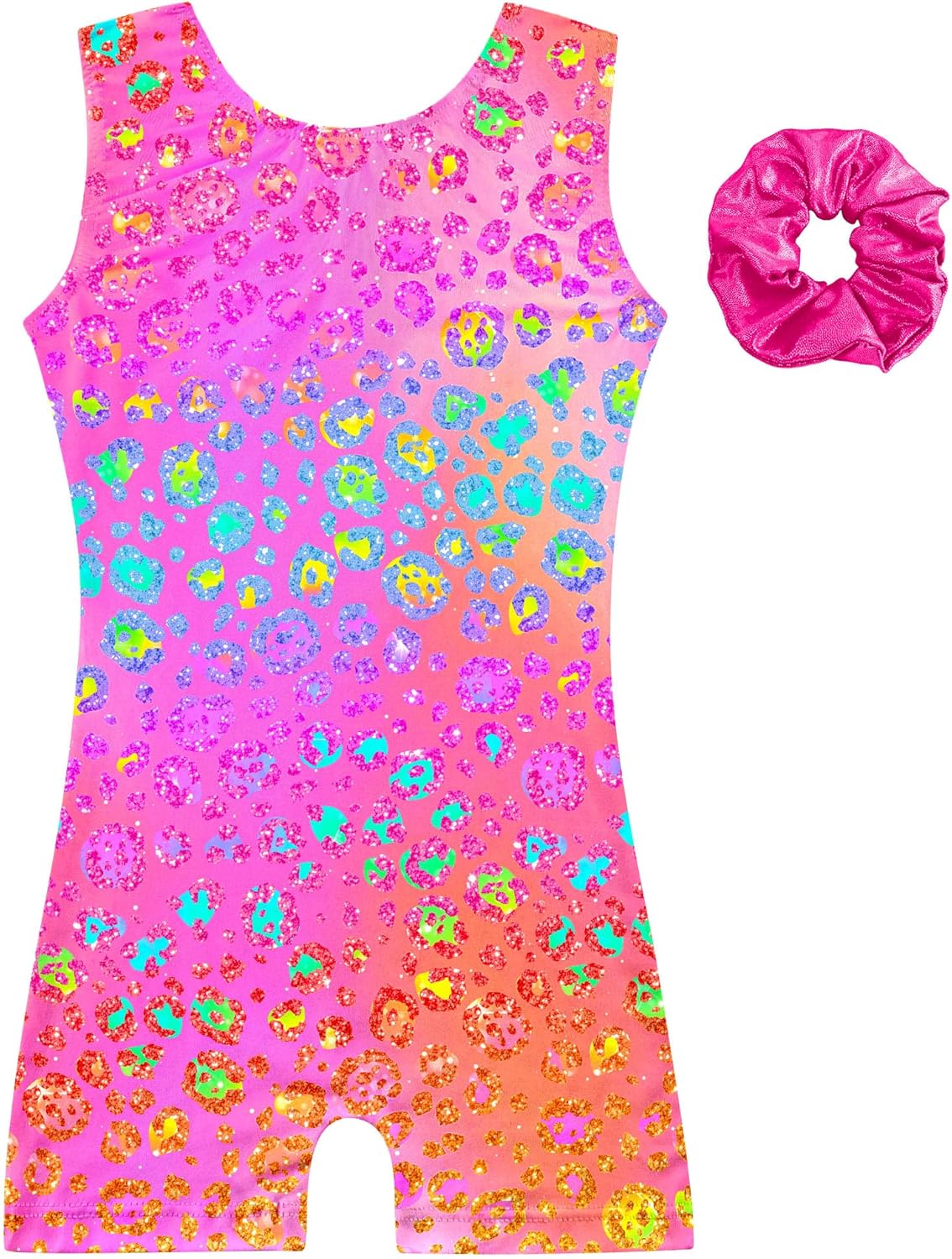 Leotards for Girls Gymnastics Kids Sleeveless Biketard with Shorts Sparkly Dance Tumbling Outfits - Image 2