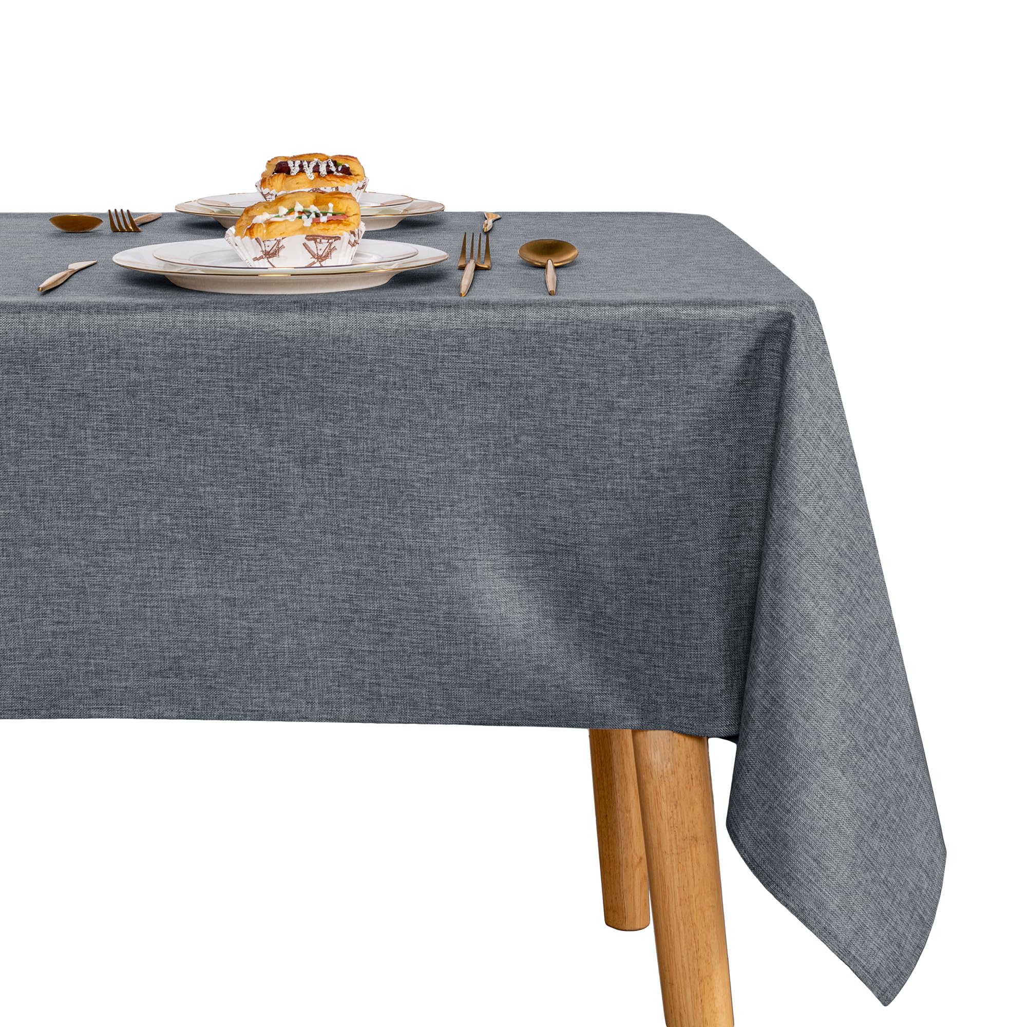 JIUZHEN Grey Tablecloth, Washable, Linen Look Tablecloths for Dining Room Garden, Outdoor, Weddings