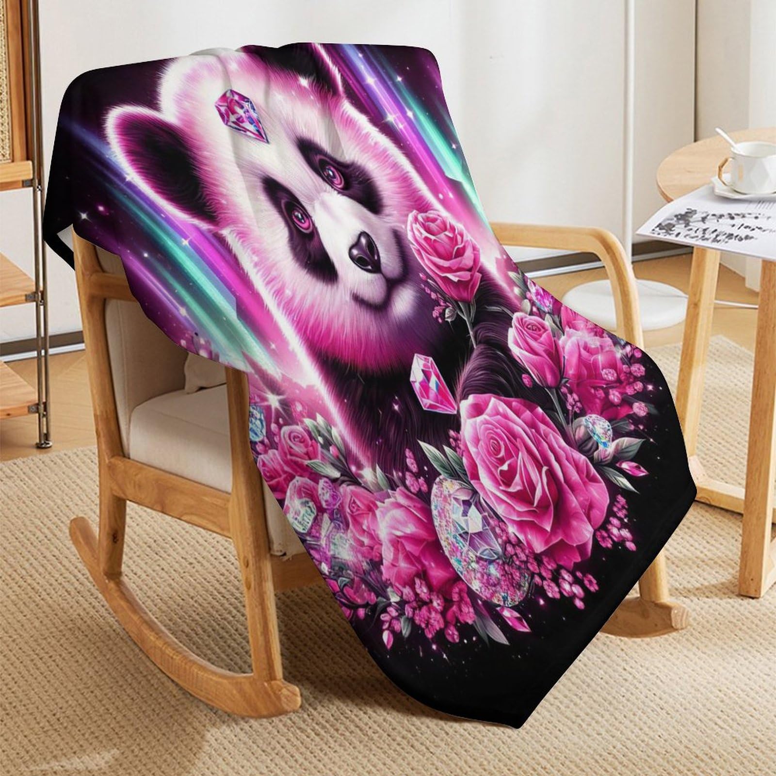 Plaid Couverture De Animal Panda en Flannel Polaire 1 Pièce Moelleux Douce Chaude Facile À Manipuler pour Lit Canapé Chambre Balcon Voyages Bébé Feuteille（150×200cm）