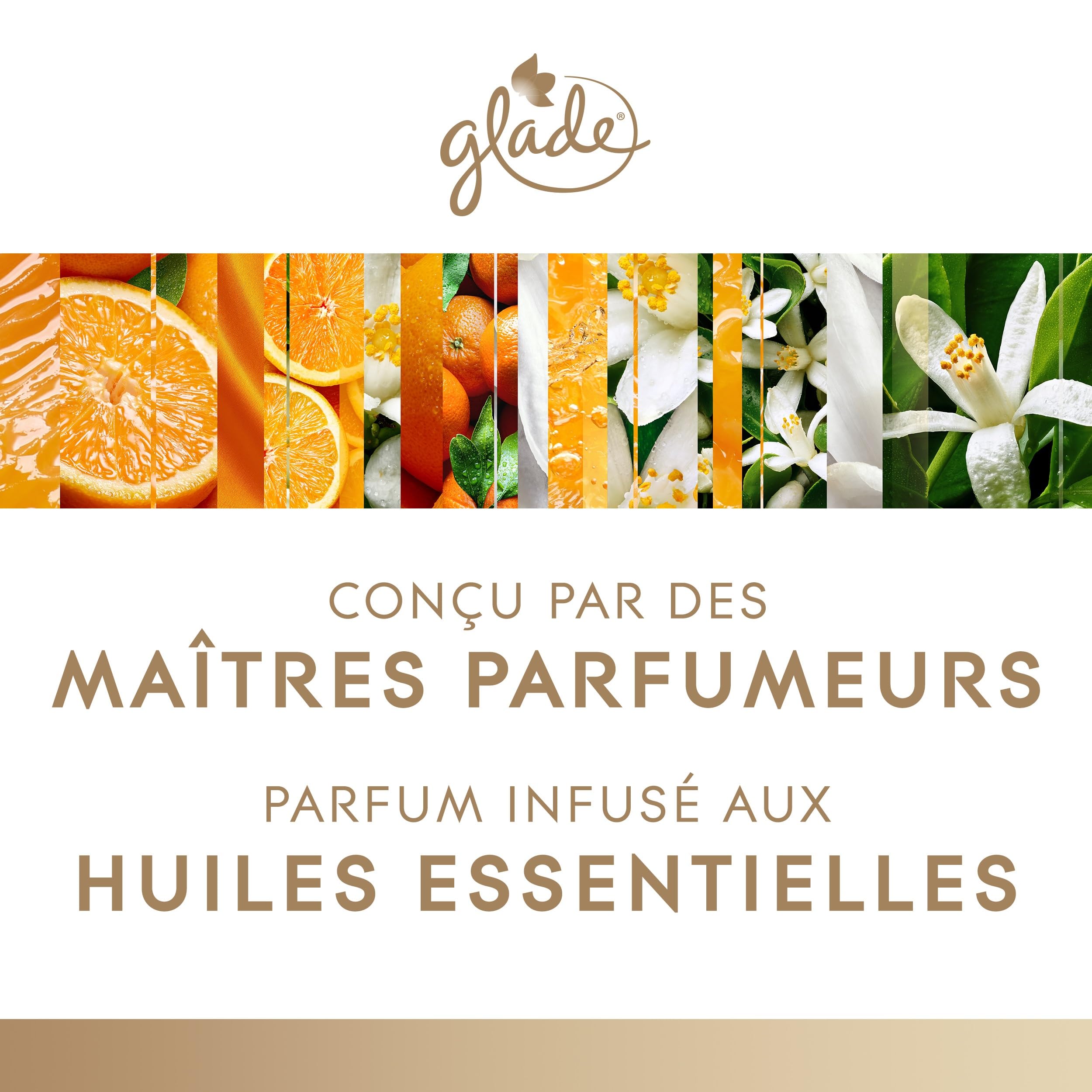 GLADE® AROMATHÉRAPIE BOUGIE PURE HAPPINESS ORANGE & NÉROLI - sans huile de palme