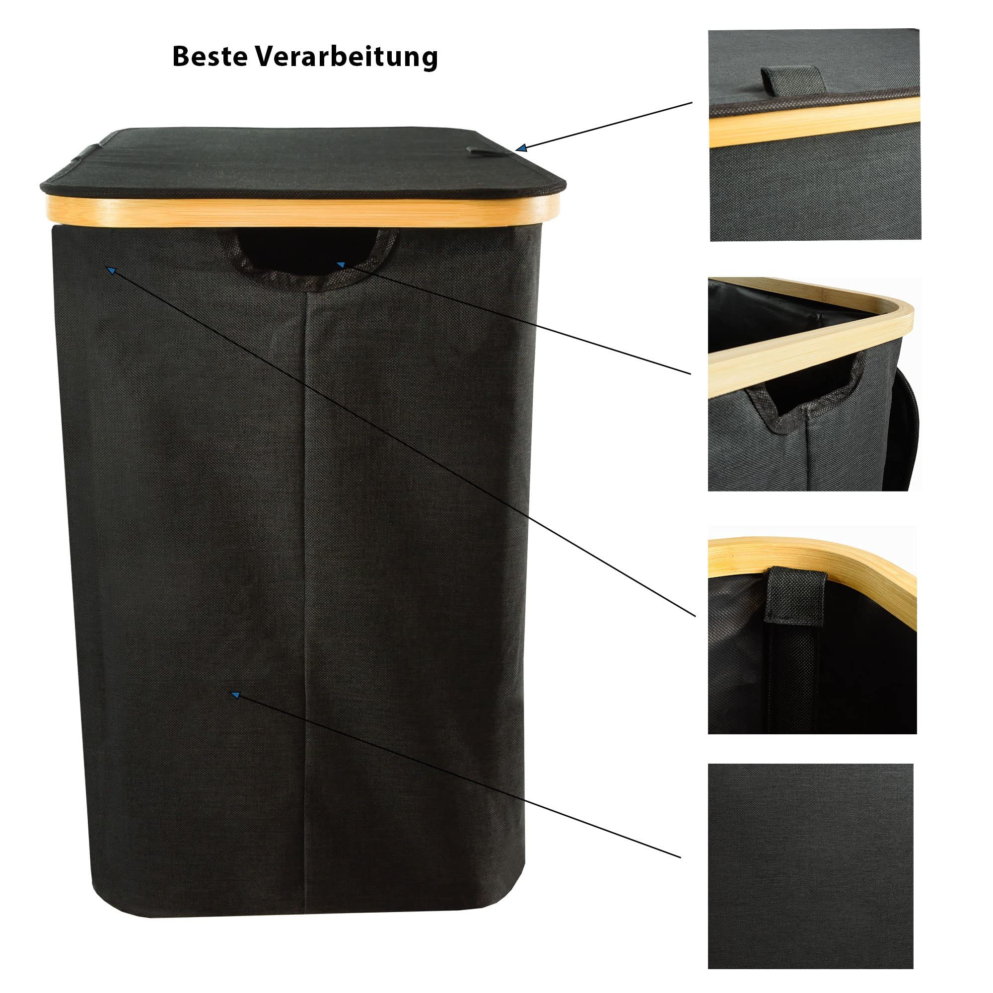 CHICVITA Cesto portabiancheria alto con coperchio, grande cesto portabiancheria per camera da letto, portabiancheria per vestiti, coperte, giocattoli, cesto decorativo intrecciato per soggiorno, 38,1
