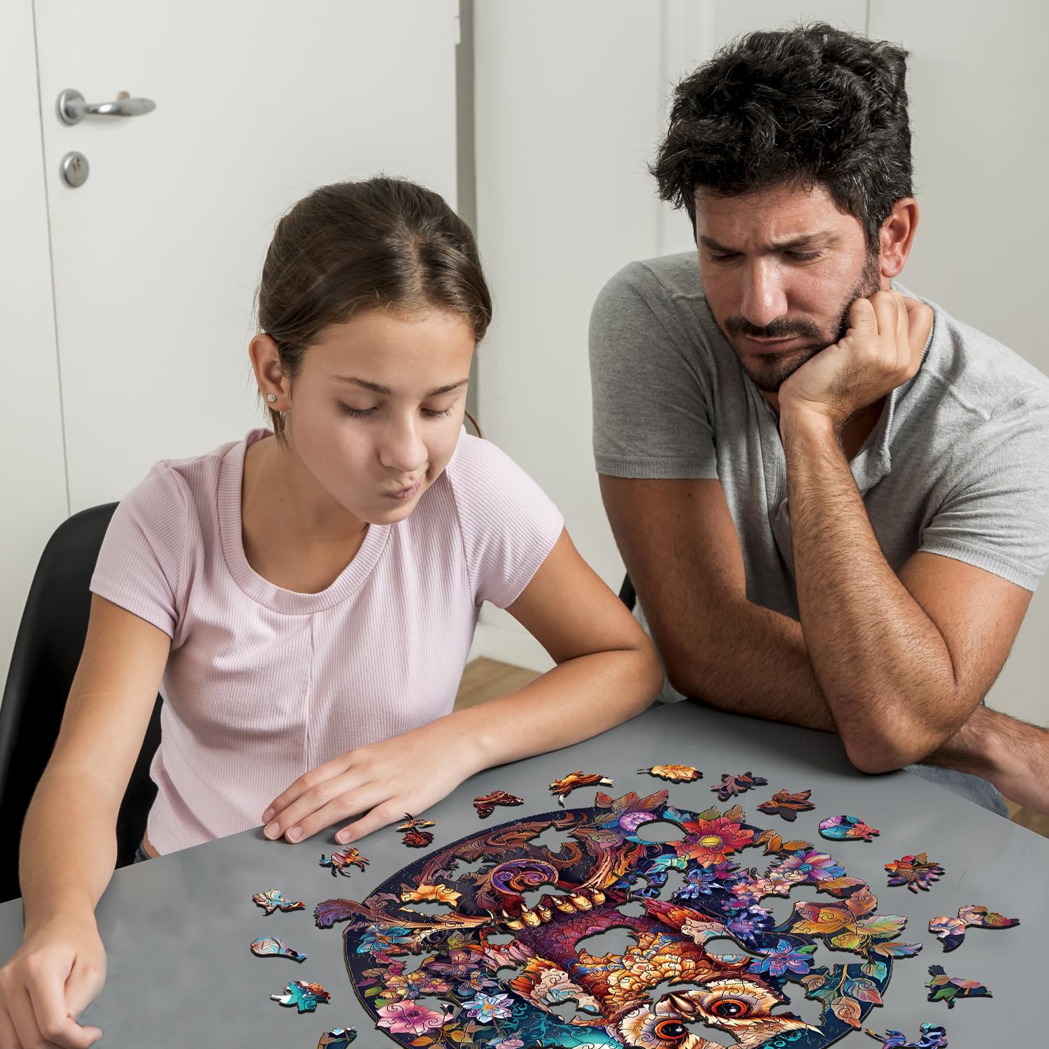 Jigfoxy Puzzle de madera para adultos, rompecabezas de búho para adultos, rompecabezas de madera para adultos y niños, juguete educativo único en forma de animal para amigos de la familia XL