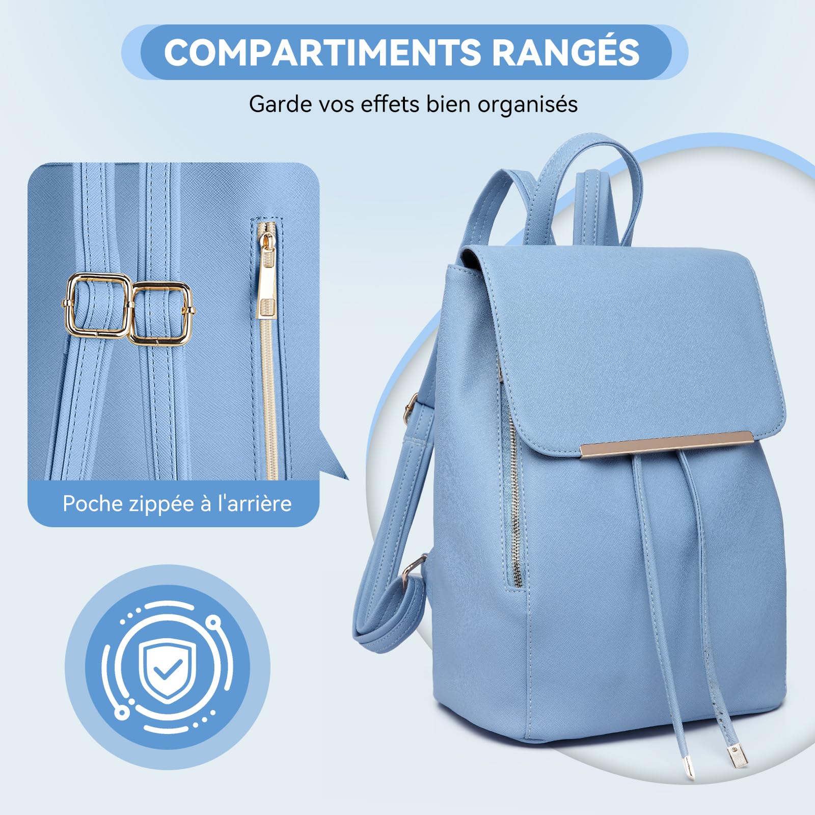 Miss Lulu Women's PU Anti-Theft Backpack, Large Capacity Fashion School Bag with Multiple Pockets, Convertible Shoulder Bag for Work, Travel, and Daily Use