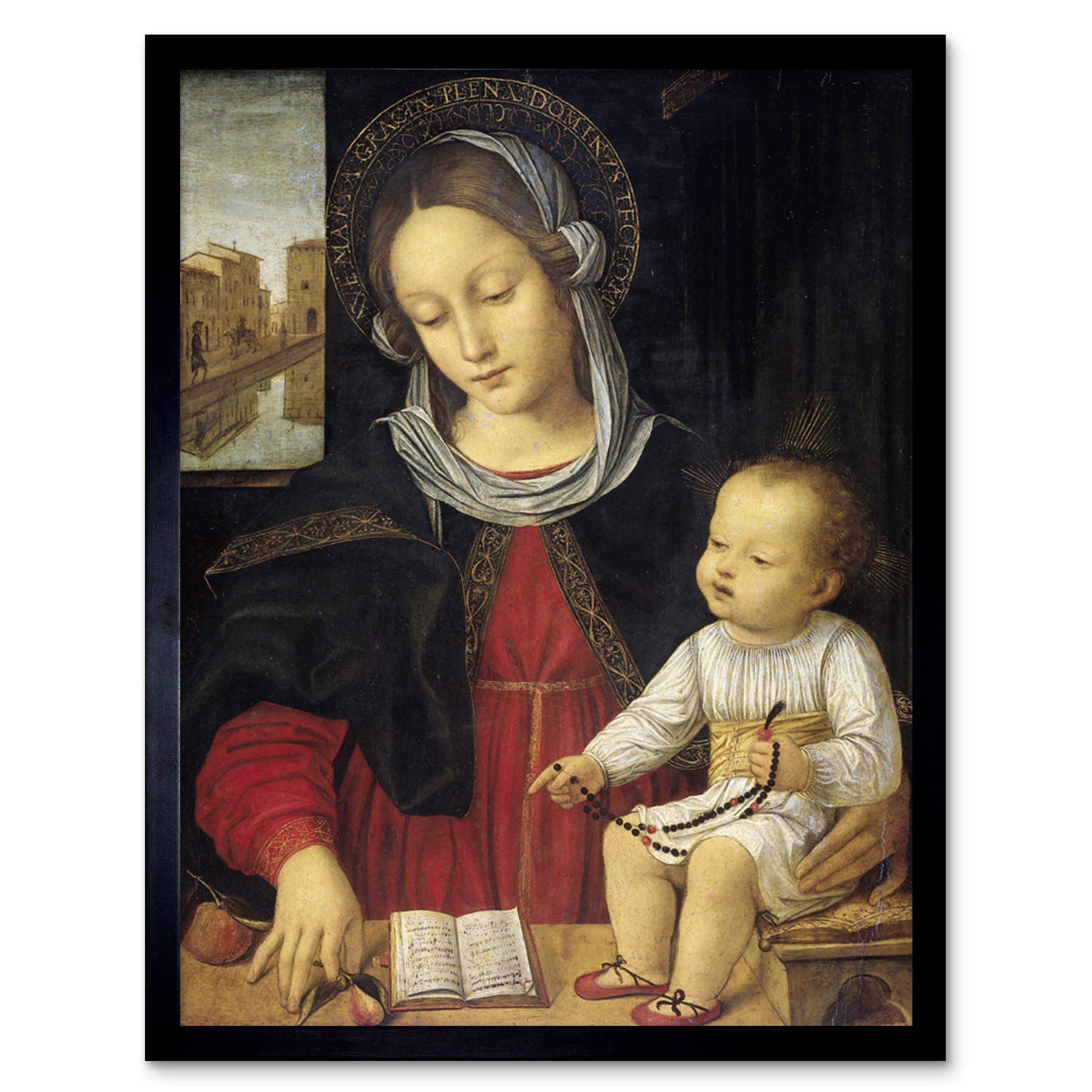 Artery8 Borgognone Madonna And Child Religious Painting Art Print Framed Poster Wall Decor 12x16 inch