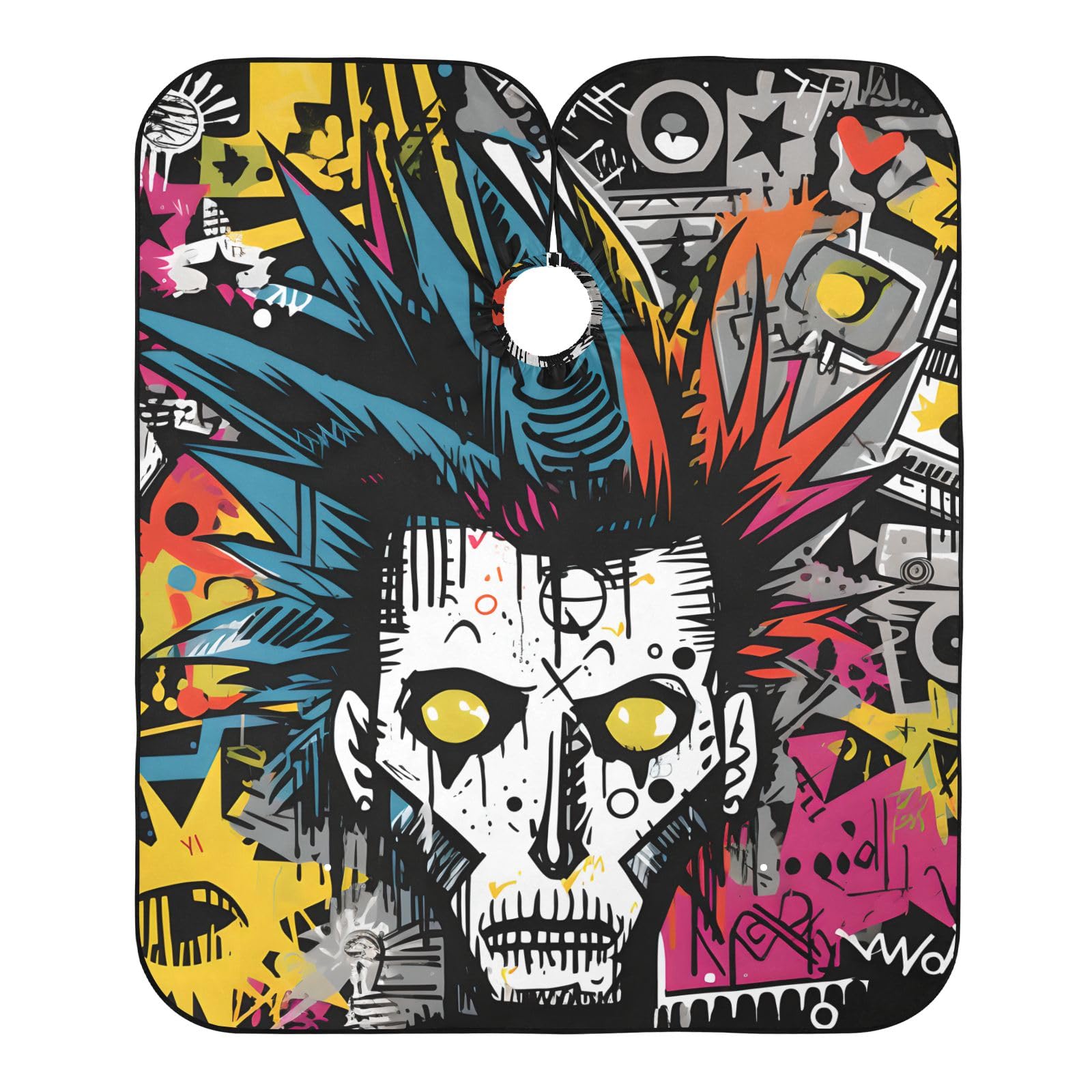Barber Cape Salon Cape Hairdressing Apron Haircutting Waterproof Graffiti Grunge for Adults Clients with Designs Adjustable Neck Closure