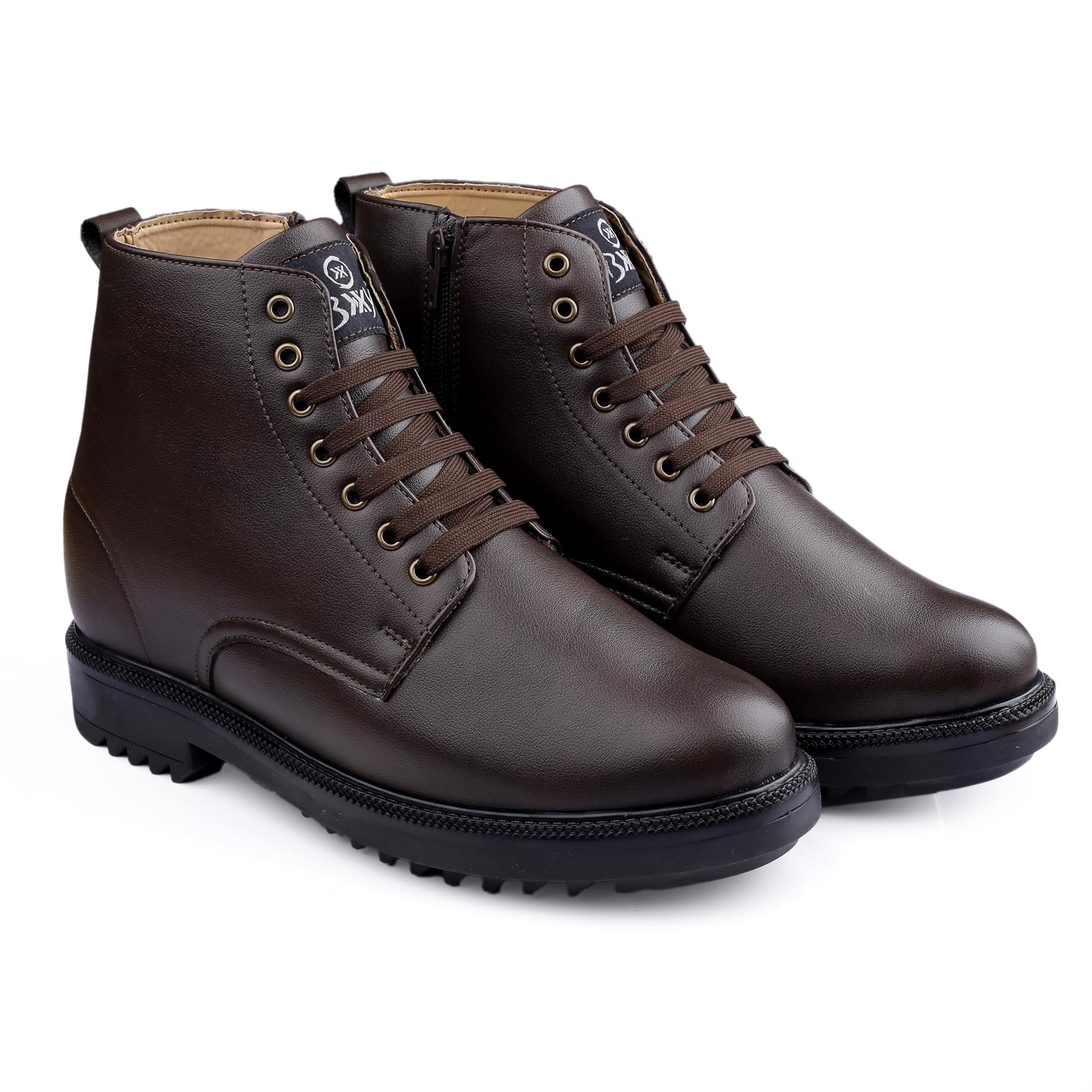 Men's 4 Inch Hidden Height Increasing Faux Material Casual Formal Laceup Ankle Boot.-image-21